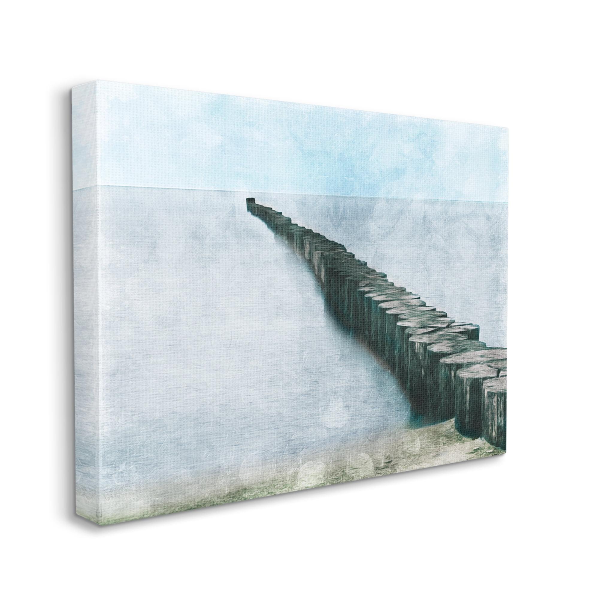 Stupell Industries " Shoreline Beach Piling Landscape Nautical Ocean Horizon "