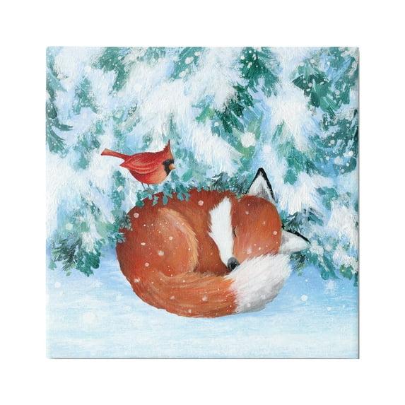 Stupell Industries Sleeping Fox in Snow, 17'' x 17''