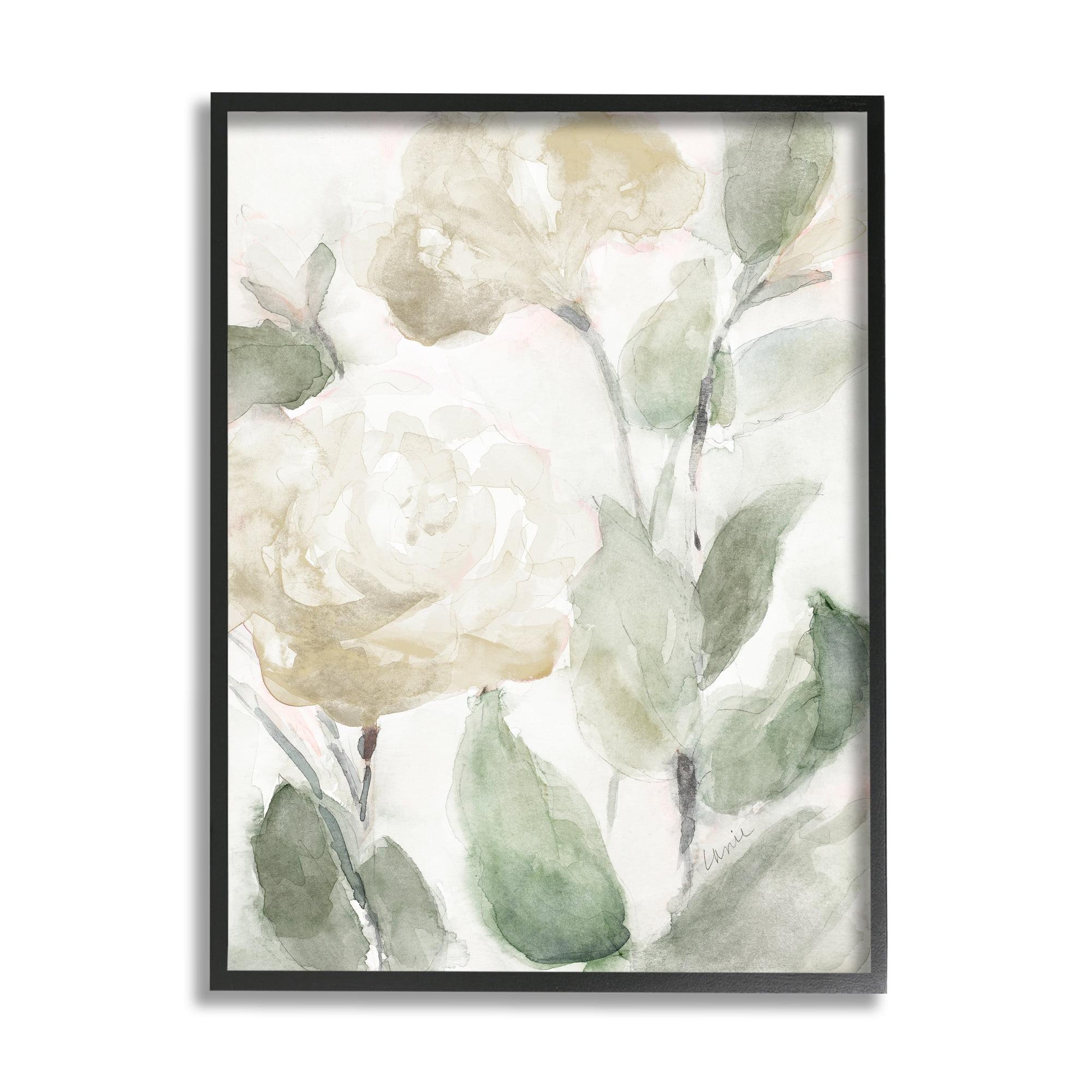 Stupell Industries Soft Edge White Roses Blooming Charming Abstract Florals