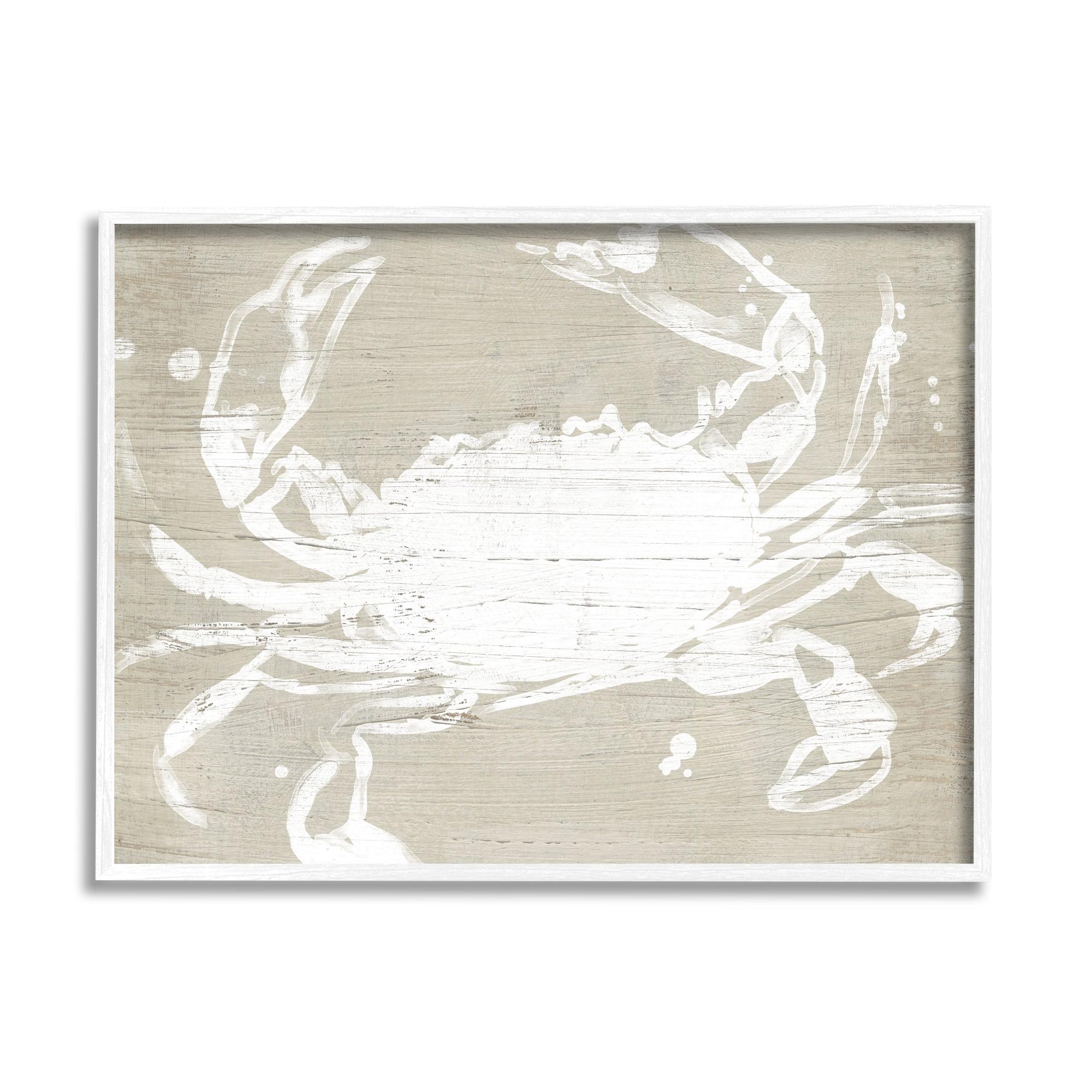 " Soft Nautical Crab Crustacean Rustic Grain Pattern " by June Erica Vess Painting Print