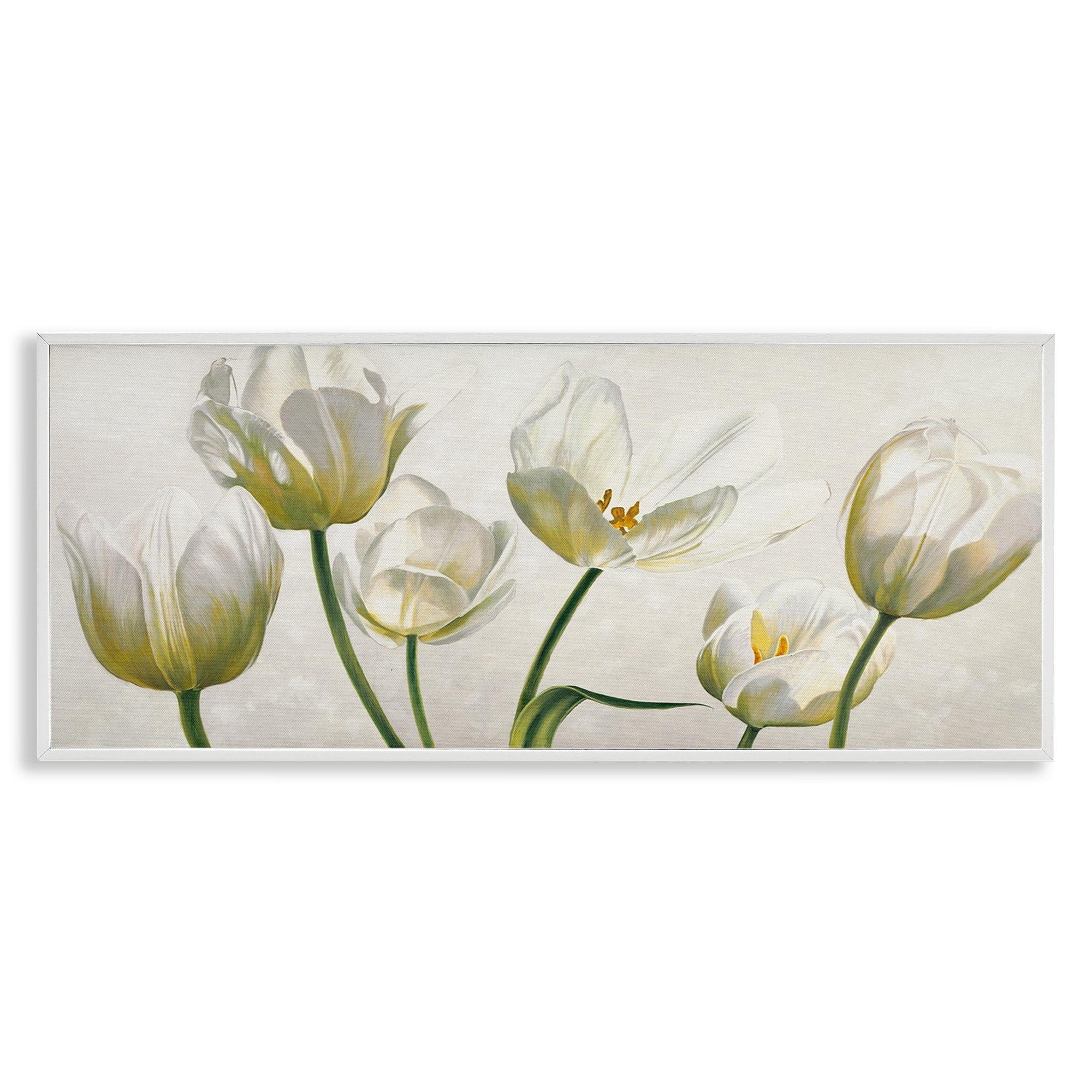 Stupell Industries Soft White Blooming Tulip Petals Floral Details, 13 x 30,Design by Eva Barberini
