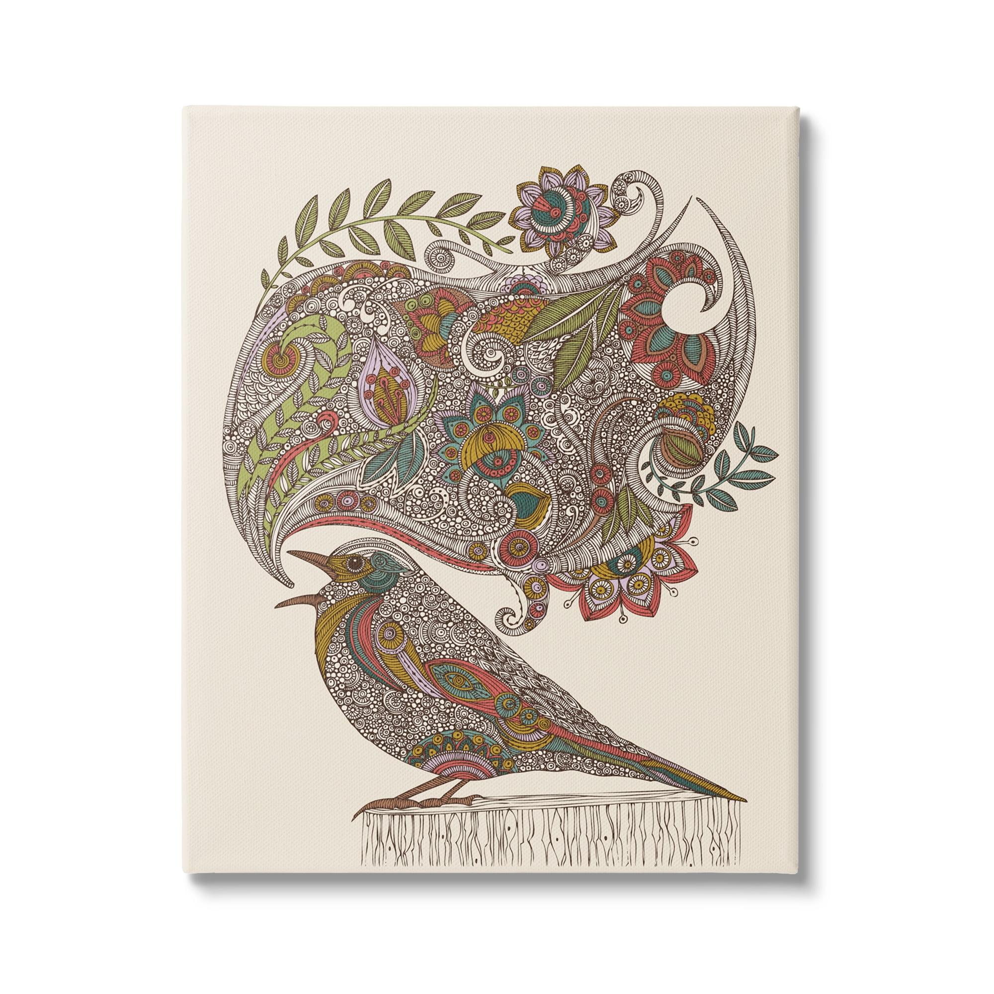 Stupell Industries " Song Bird Complex Paisley Patterns Botanical Leaves " by Valentina Harper