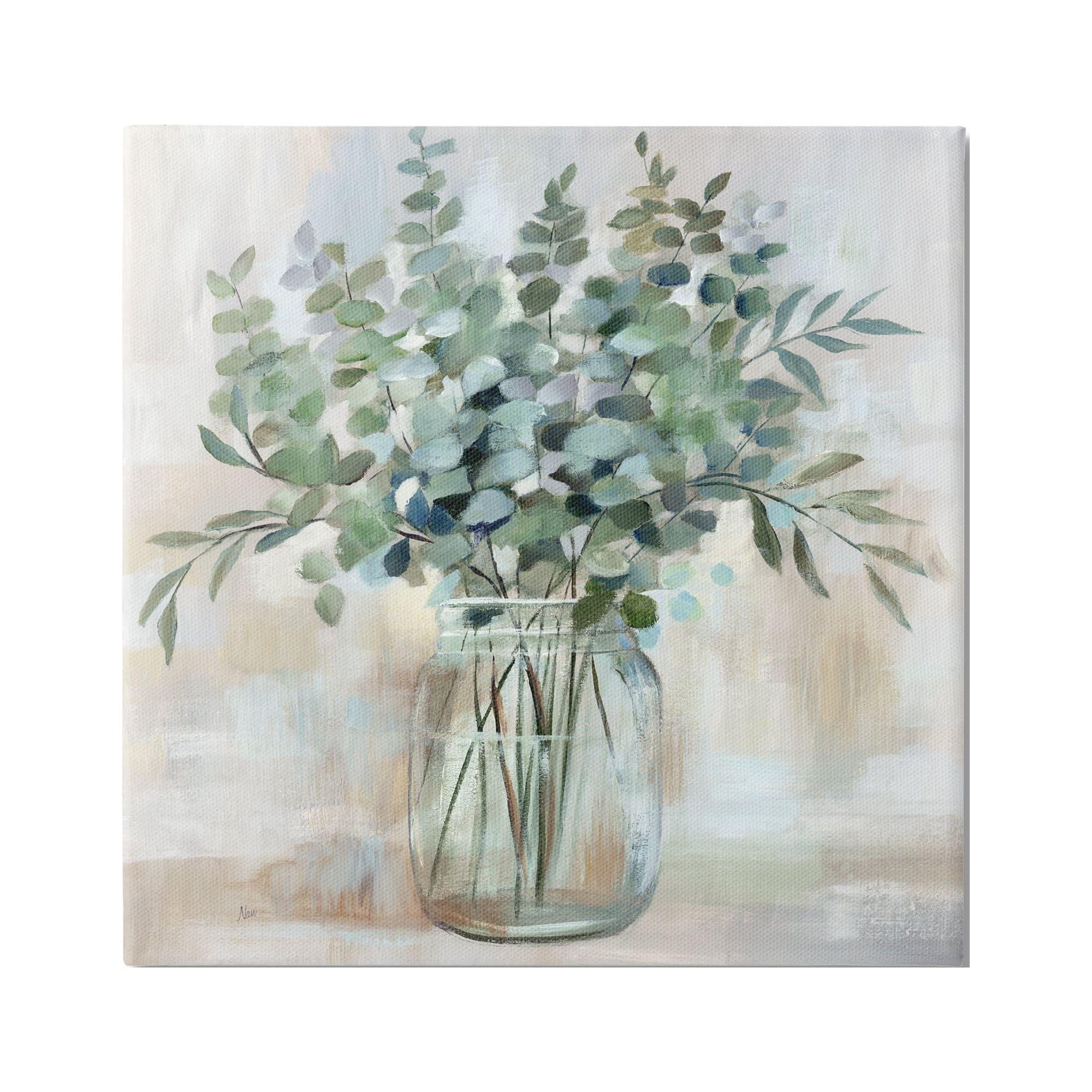 " Soothing Eucalyptus Flower Herb Arrangement Rustic Jar " by Nan Painting Print