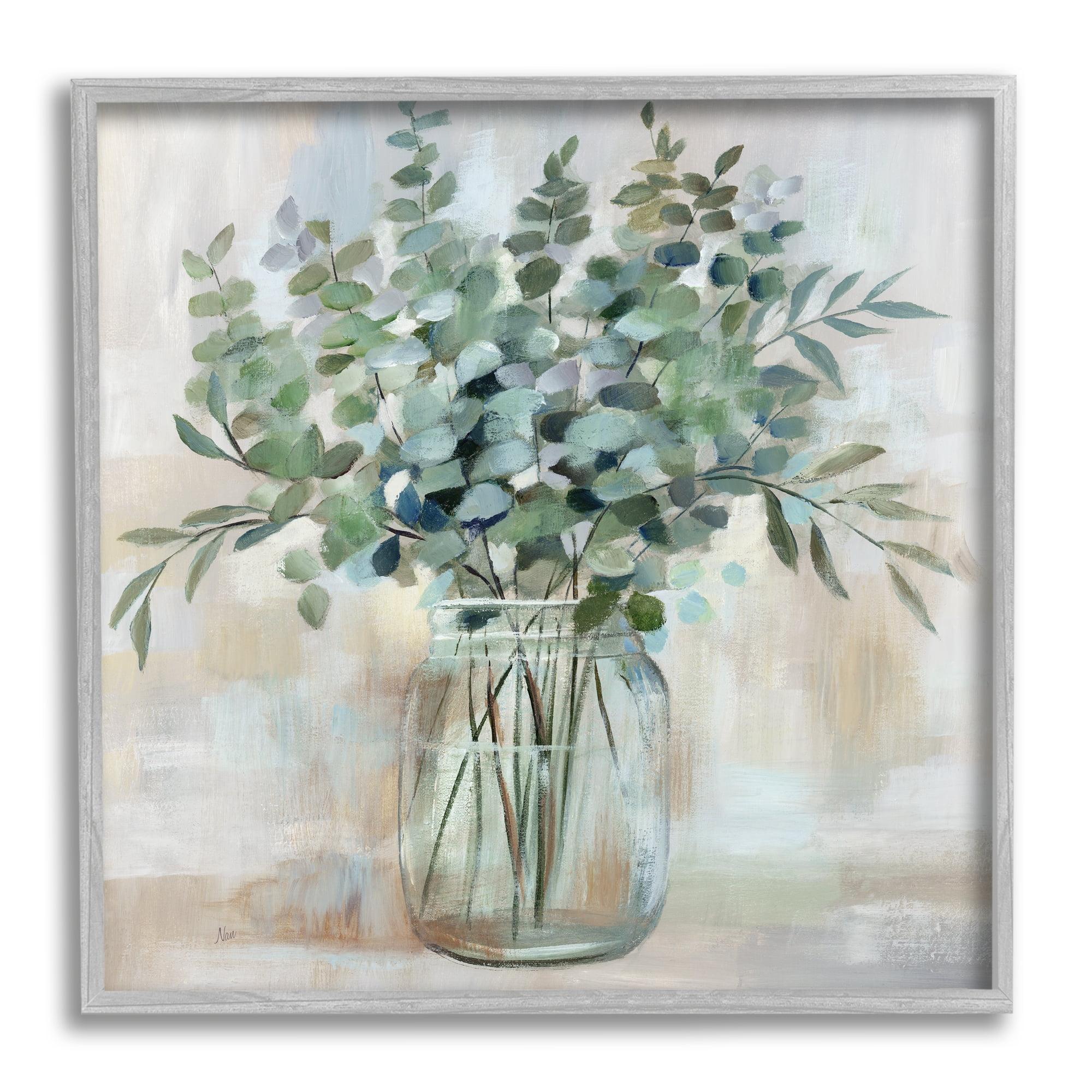 " Soothing Eucalyptus Flower Herb Arrangement Rustic Jar " by Nan Painting Print