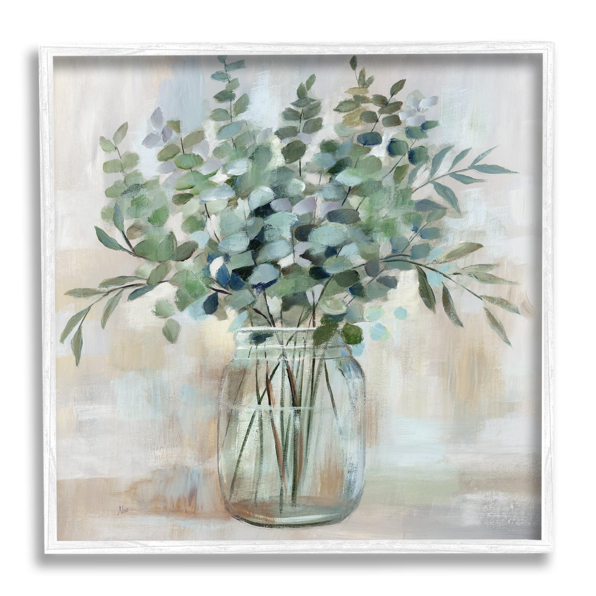 " Soothing Eucalyptus Flower Herb Arrangement Rustic Jar " by Nan Painting Print