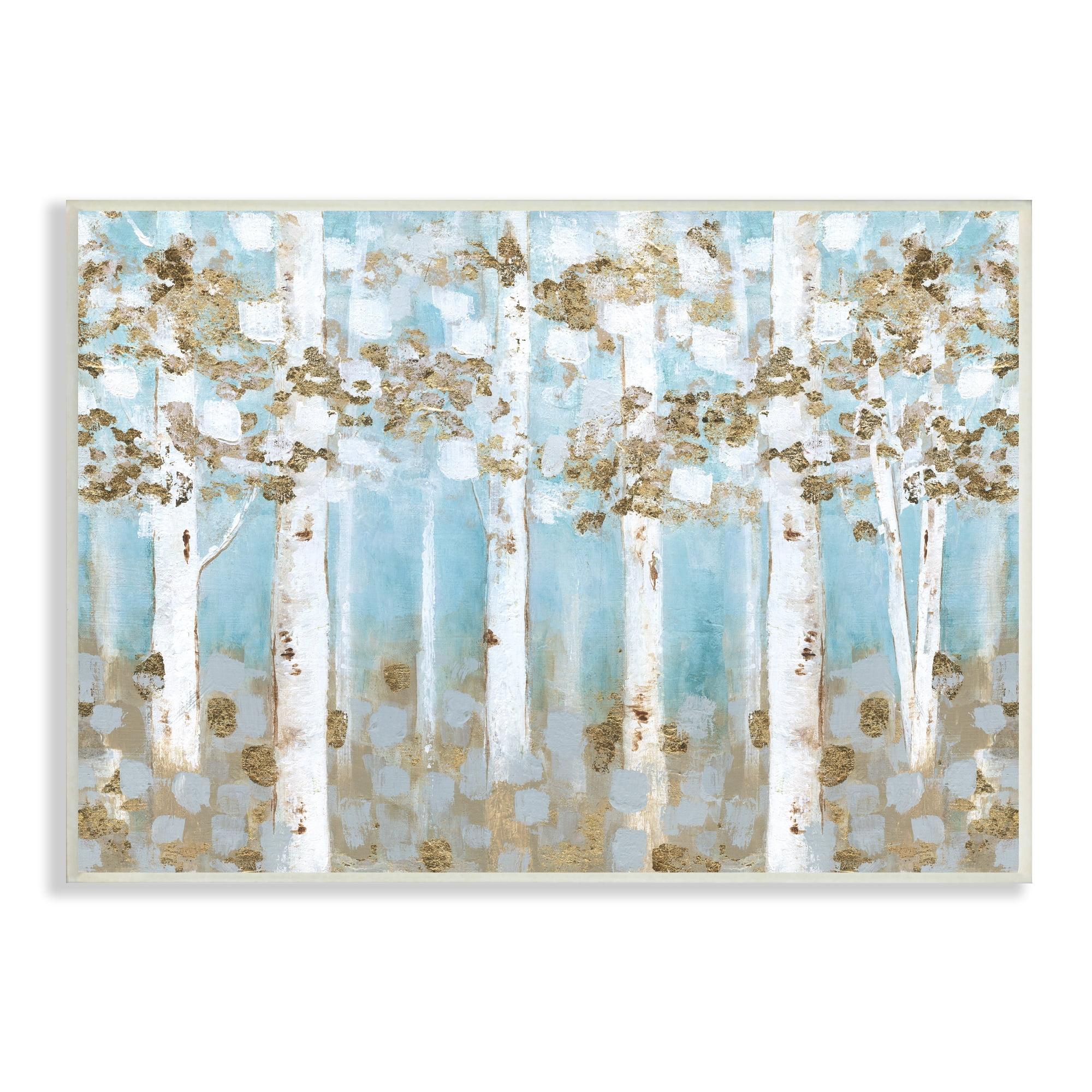 " Spring Birch Tree Forest Soft Blue Contemporary Landscape " by Janet Tava Painting Print