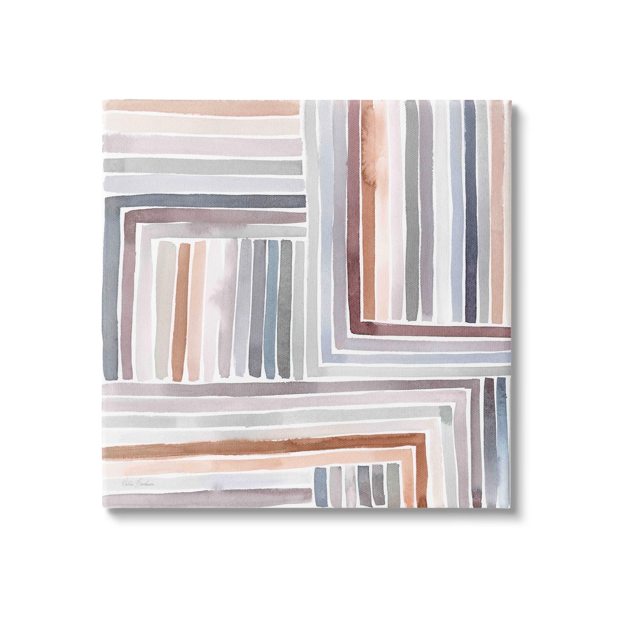 Geometric Lines Abstract 36" Square Canvas Wall Art