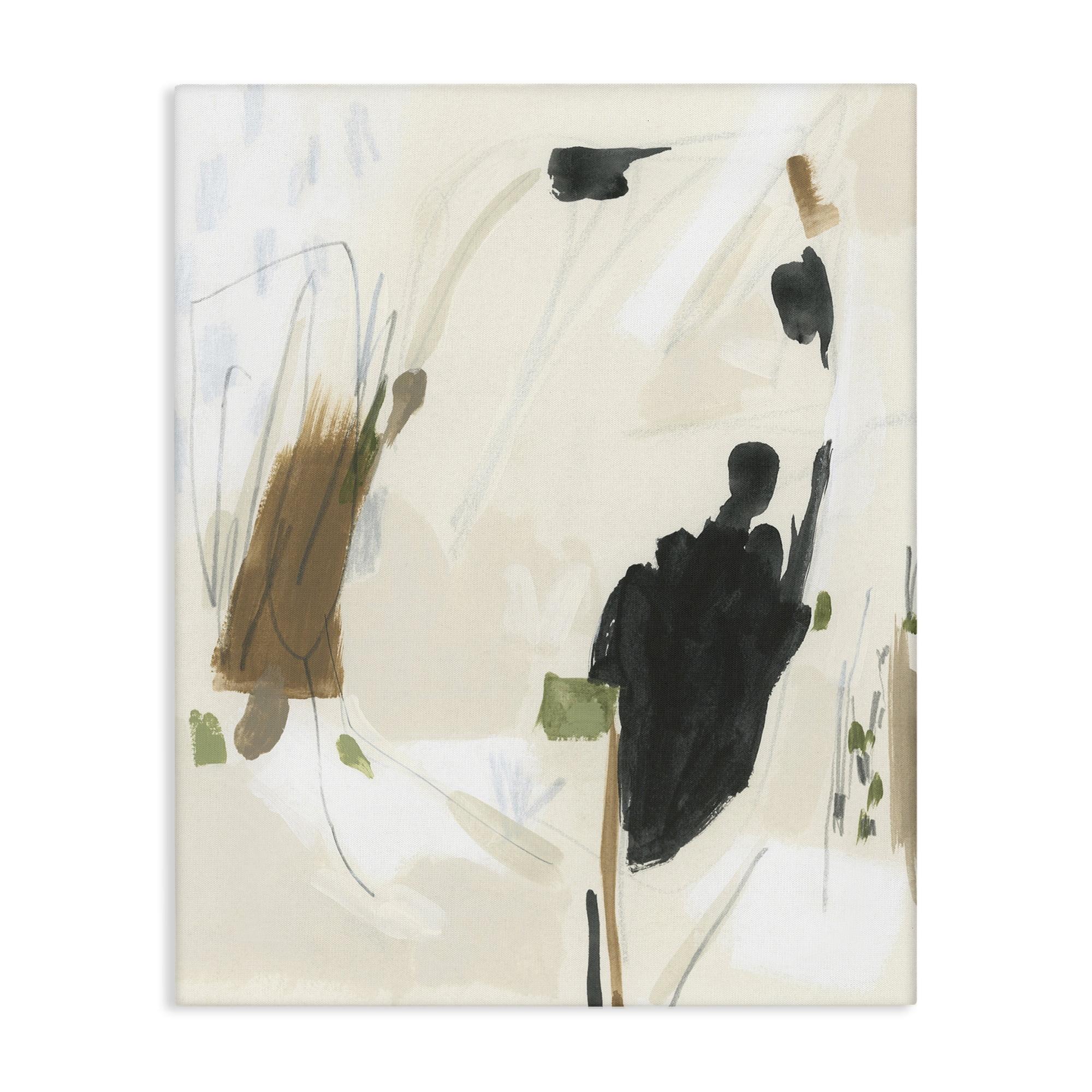 Neutral Abstract Canvas Wall Art with Wooden Frame, 16 x 20