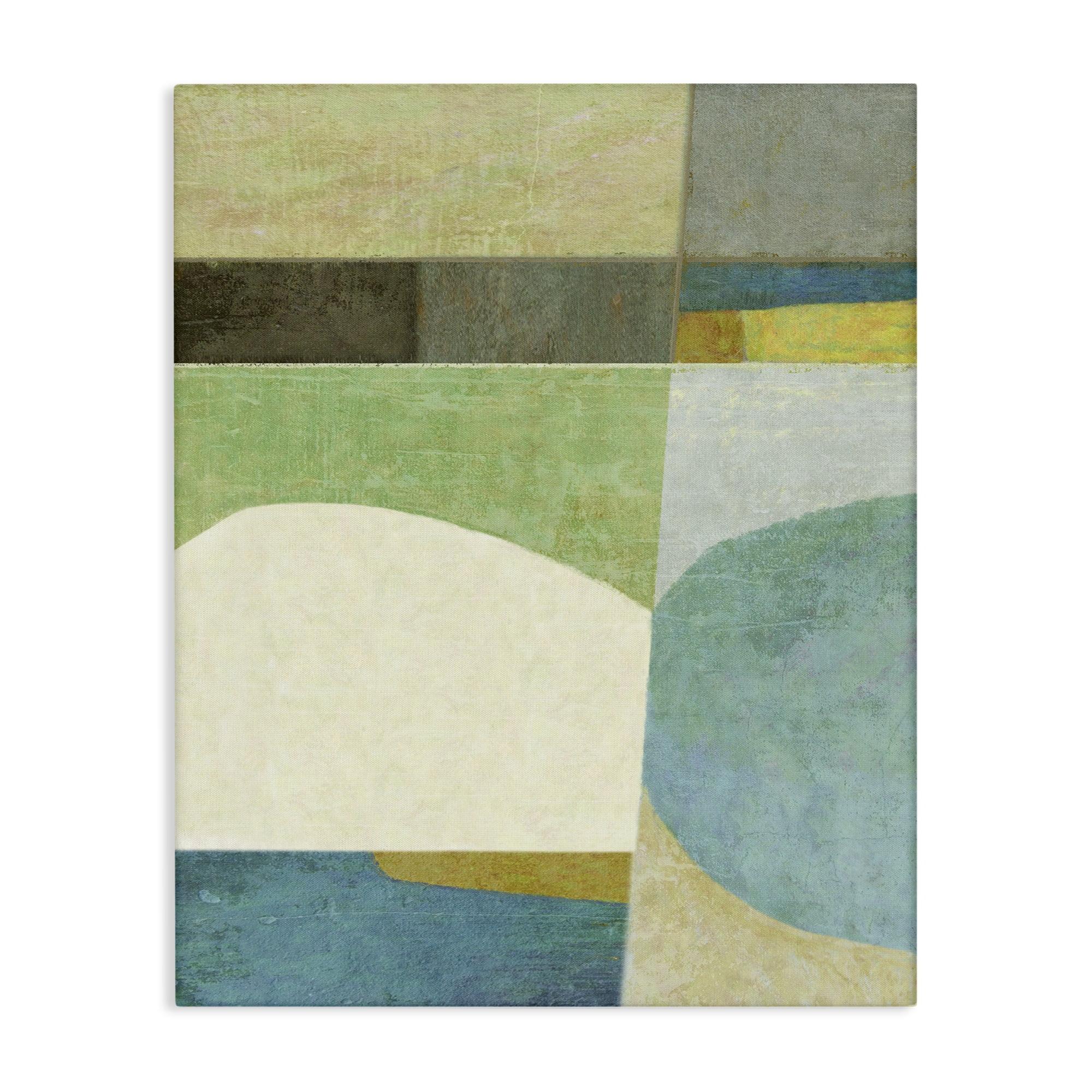 Subtle Shapes Abstract Canvas Wall Art in Green and Blue, 16 x 20