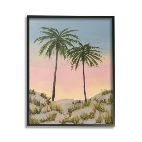 Stupell Industries Sunrise Palm Trees Landscape Painting Black Framed Art Print Wall Art, 24 x 30