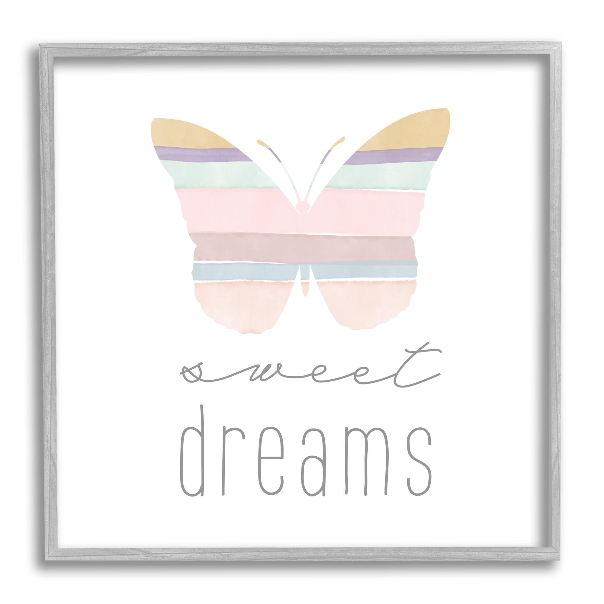 Stupell Industries Ba-865-Framed " Sweet Dreams Pastel Butterfly " by Katrina Craven