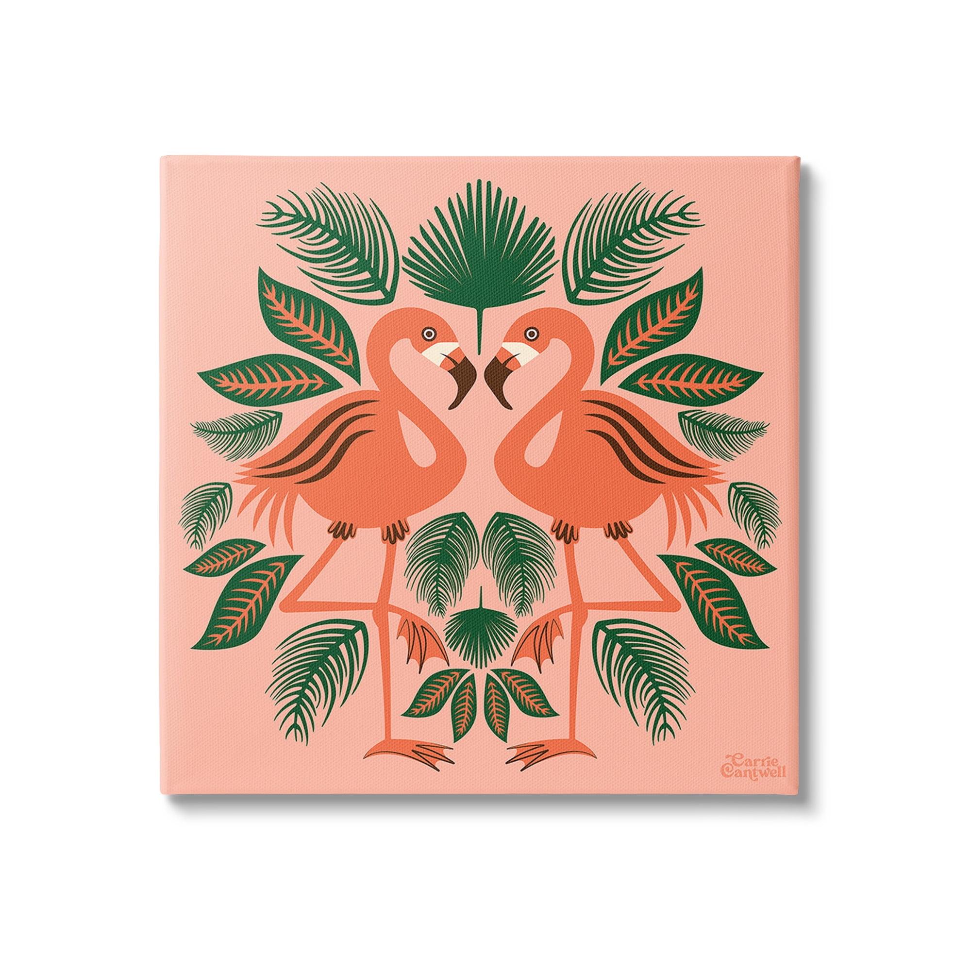 Stupell Industries Symmetrical Tropical Flamingos Animals & Insects Painting Gallery Wrapped Canvas Art Print Wall Art, 36 x 36