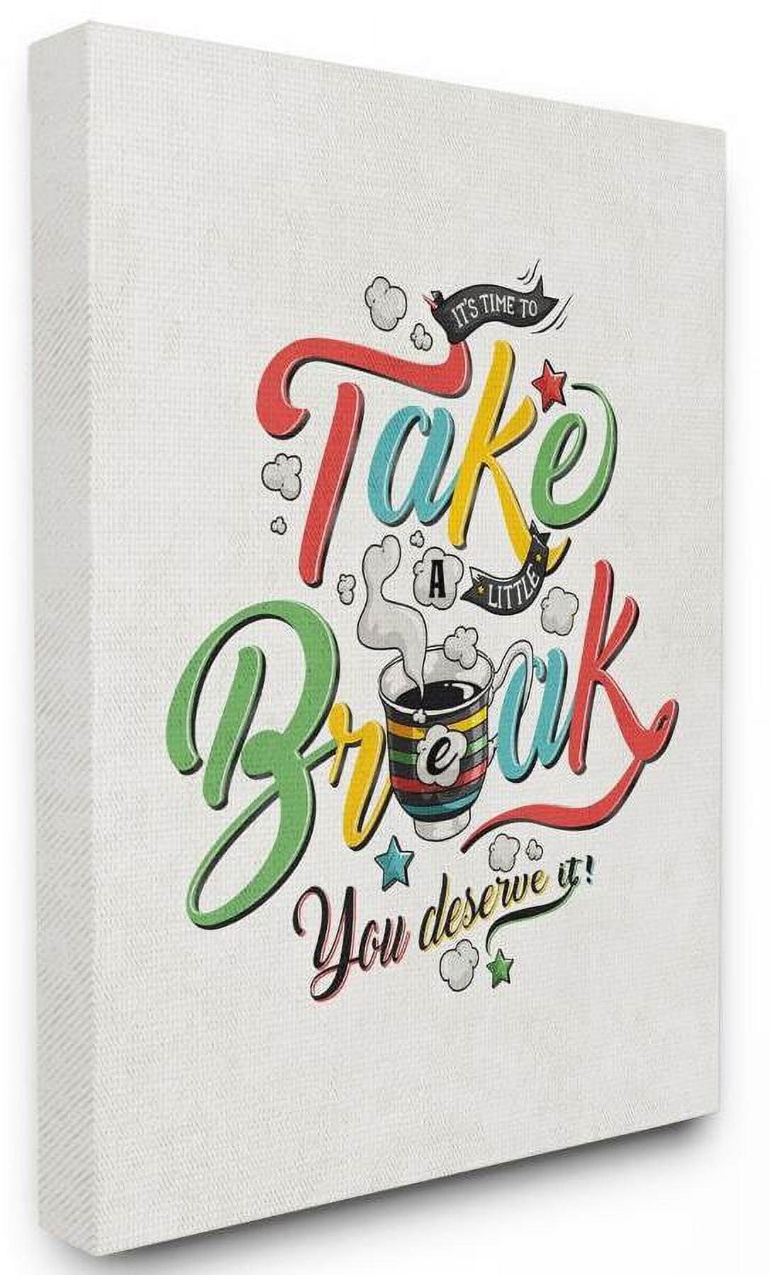 Stupell Industries Take A Break Inspirational Comic Book Word Design Canvas Wall Art by Ester Kay