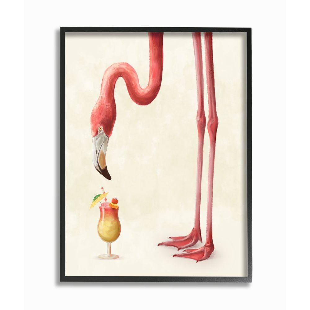 Stupell Industries " Thirsty Pink Flamingo Tropical Long Leg Drink Humor " by Daphne Polselli