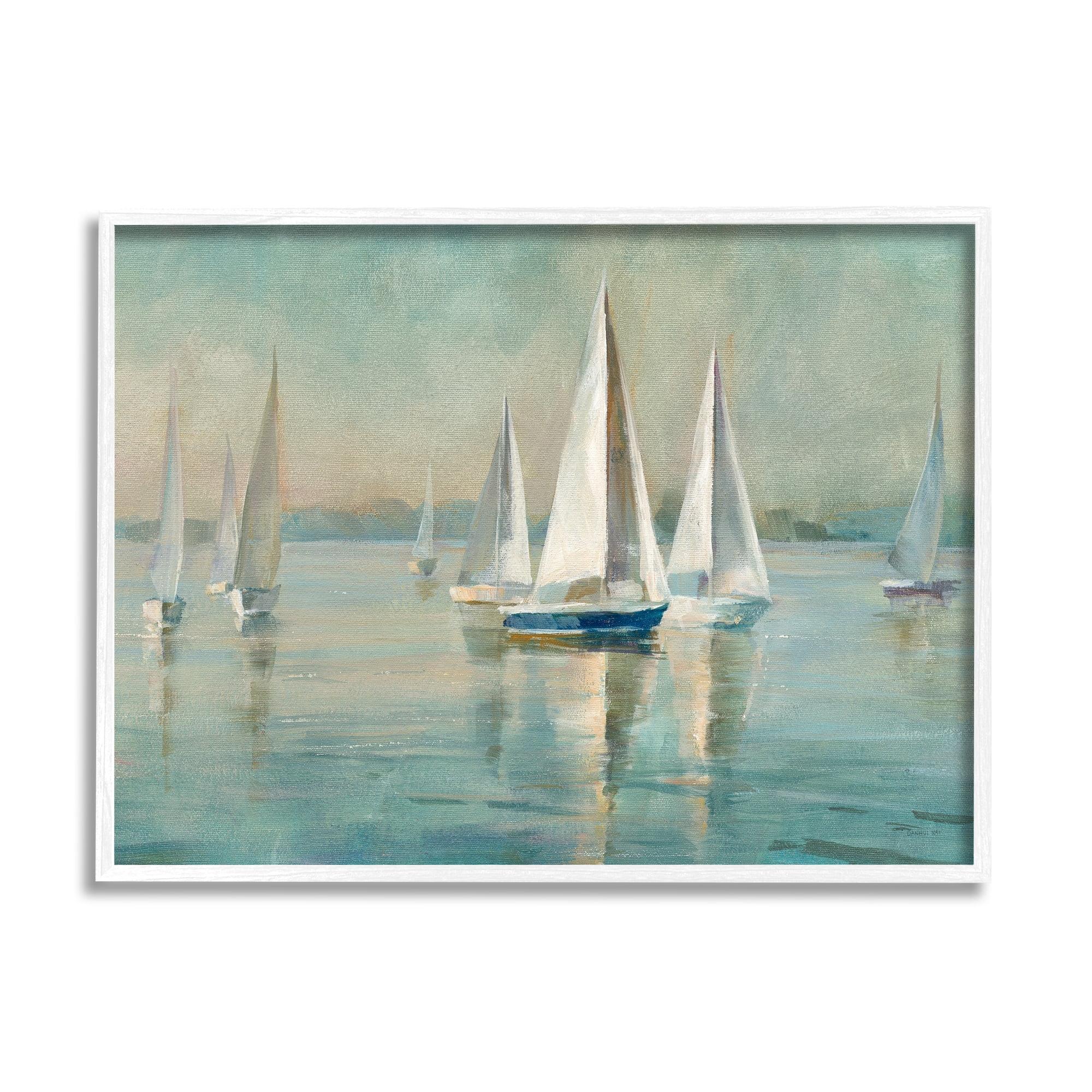 Stupell Industries Traditional Sailboats Water Lake Relaxed Nautical Painting