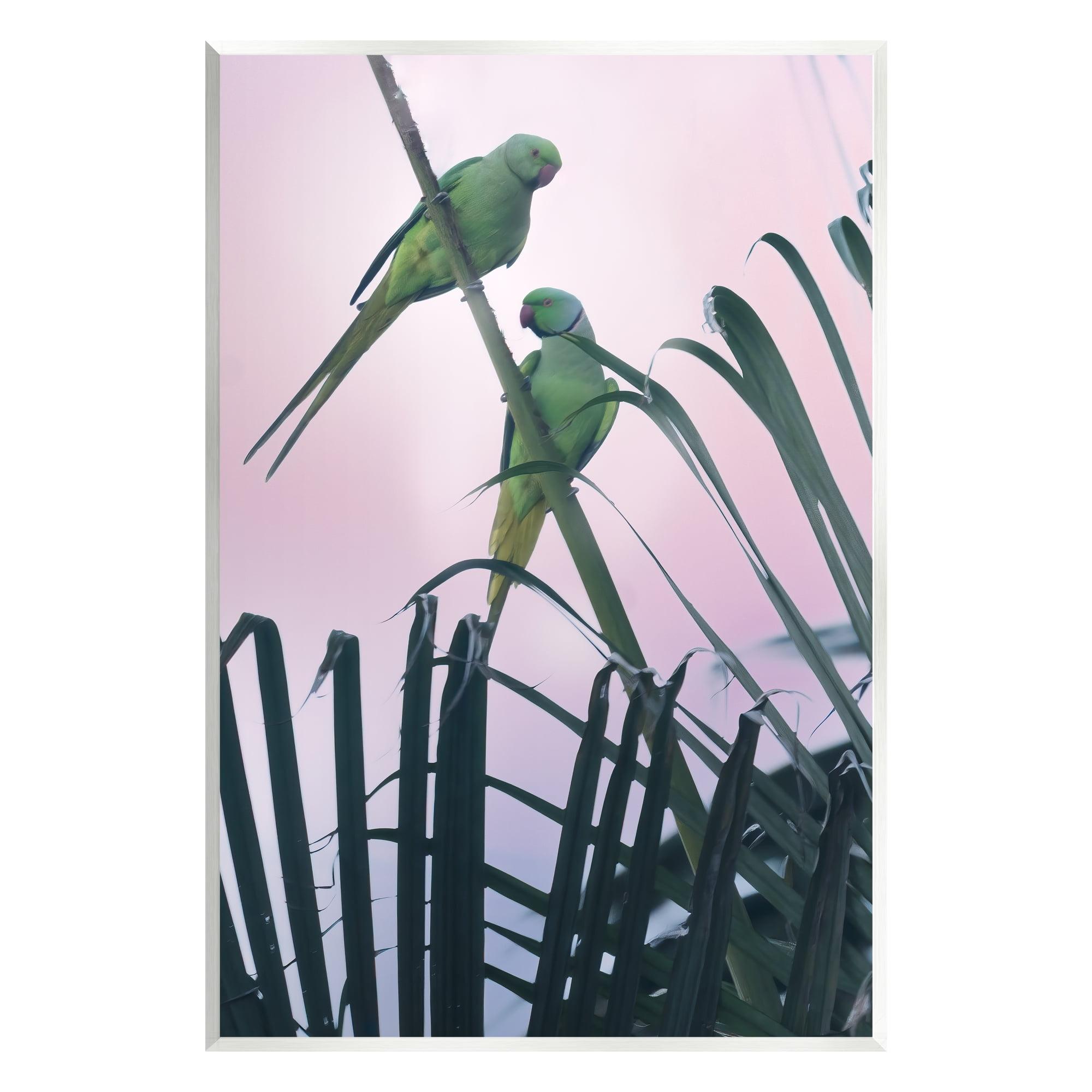 Stupell Industries Au-894-Wood " Tropical Parakeets Pink Sky " by Dennis Frates