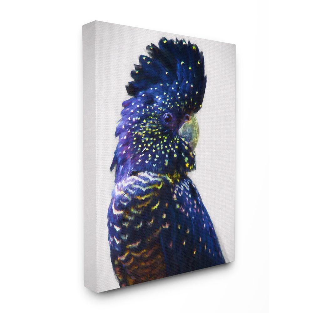 Stupell Industries " Tropical Parrot Bird Feathers Blue Gold Jungle Animal " by Daphne Polselli