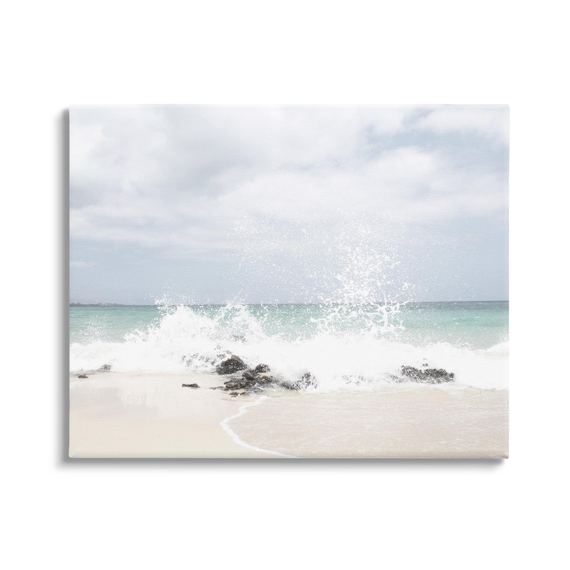 Tropical Sea Coast Wave Splash Canvas Wall Art, 20 x 16