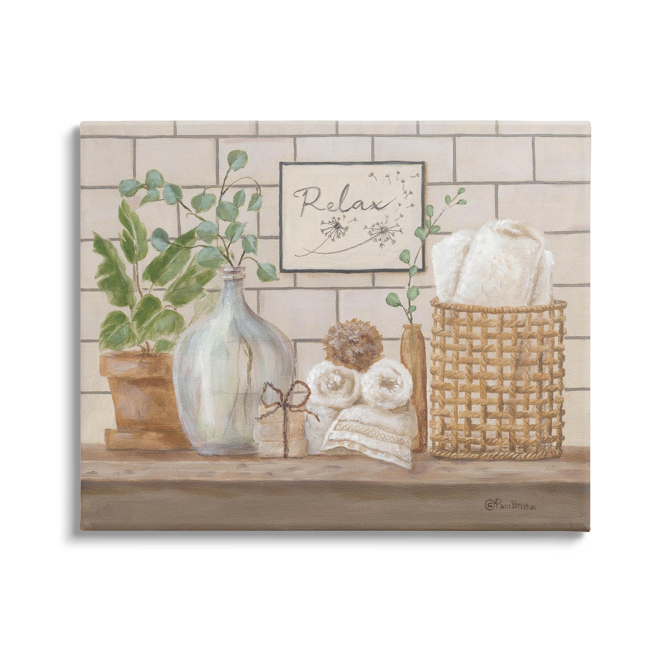 Relaxing Bathroom Spa Scene Canvas Wall Art