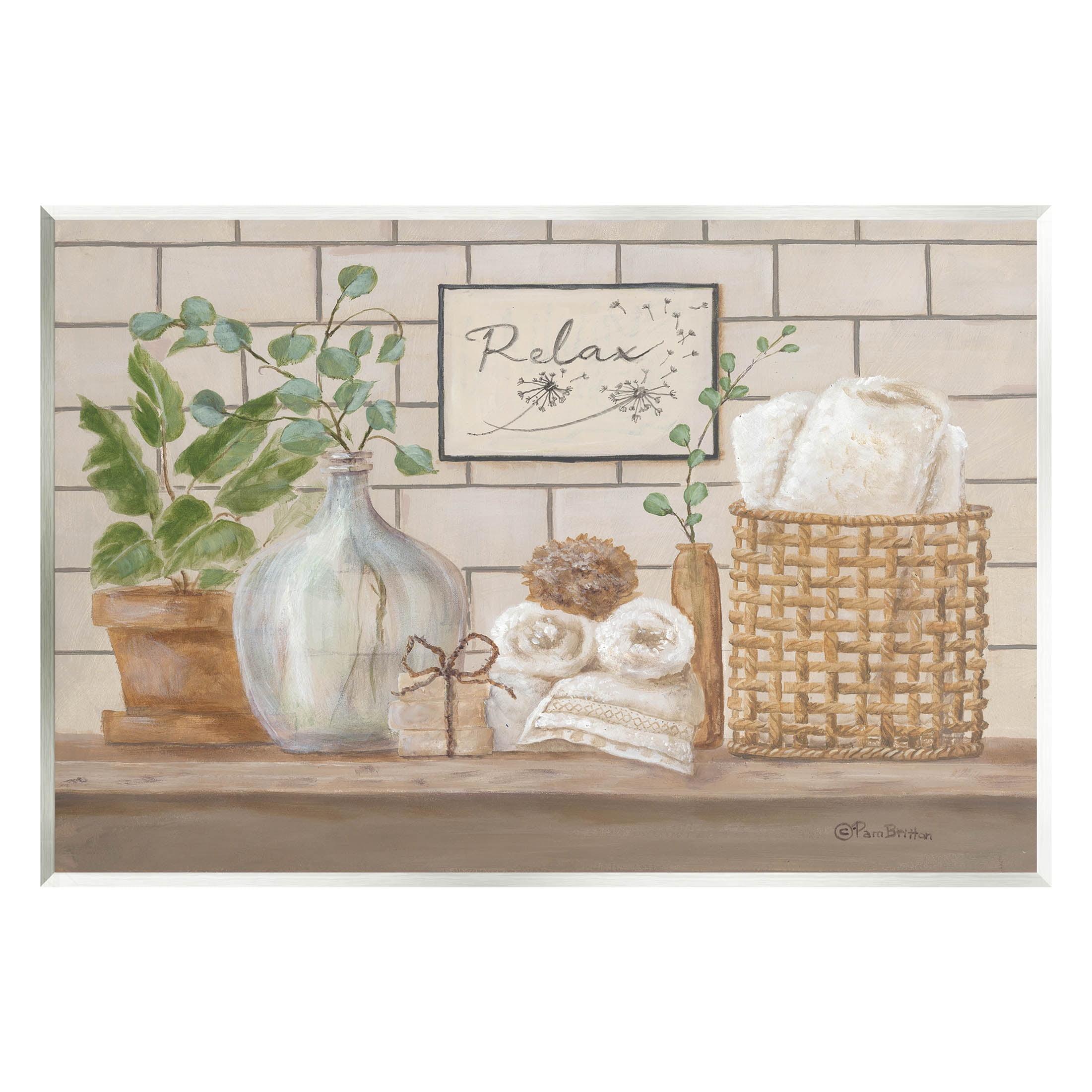 Relaxing Bathroom Spa Scene Wood Wall Art