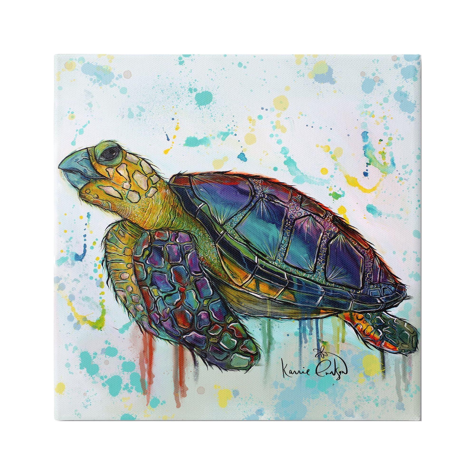 Stupell Industries " Urban Street Style Sea Turtle Paint Drip " by Karrie Evenson Painting Print