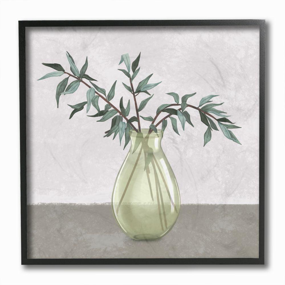 Stupell Industries Vase And Plant Neutral Grey Design Graphic Art Black Framed Art Print Wall Art, 12x12, by Ziwei Li
