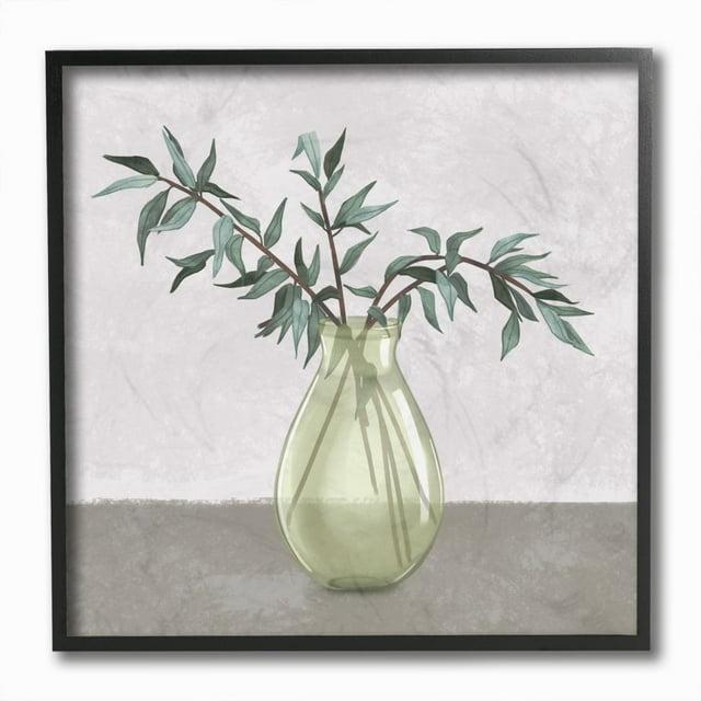Stupell Industries Vase And Plant Neutral Grey Design Graphic Art Black Framed Art Print Wall Art, 12x12, by Ziwei Li