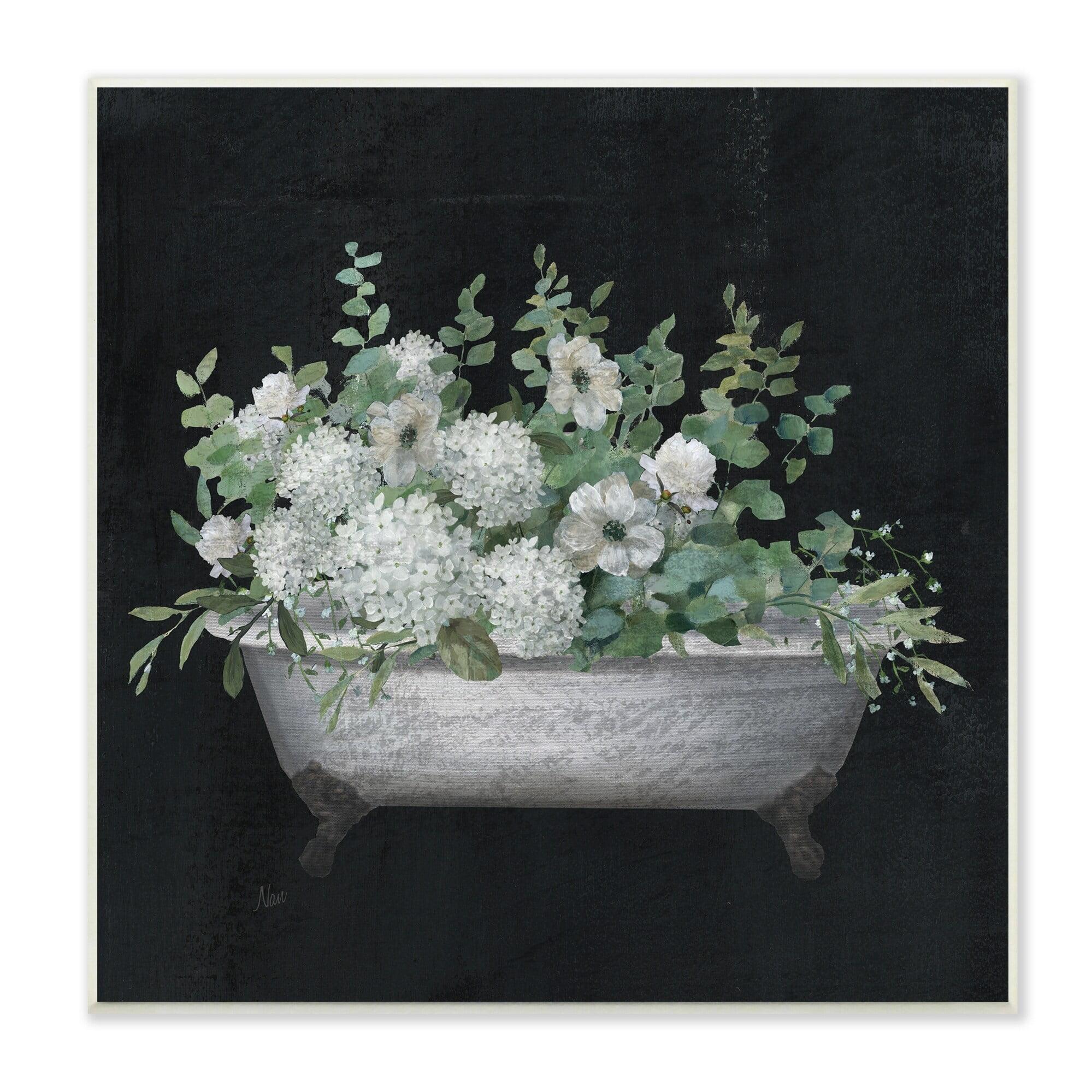 Stupell Industries " Vintage Clawed Bathtub Botanical White Flower Bouquet " by Nan