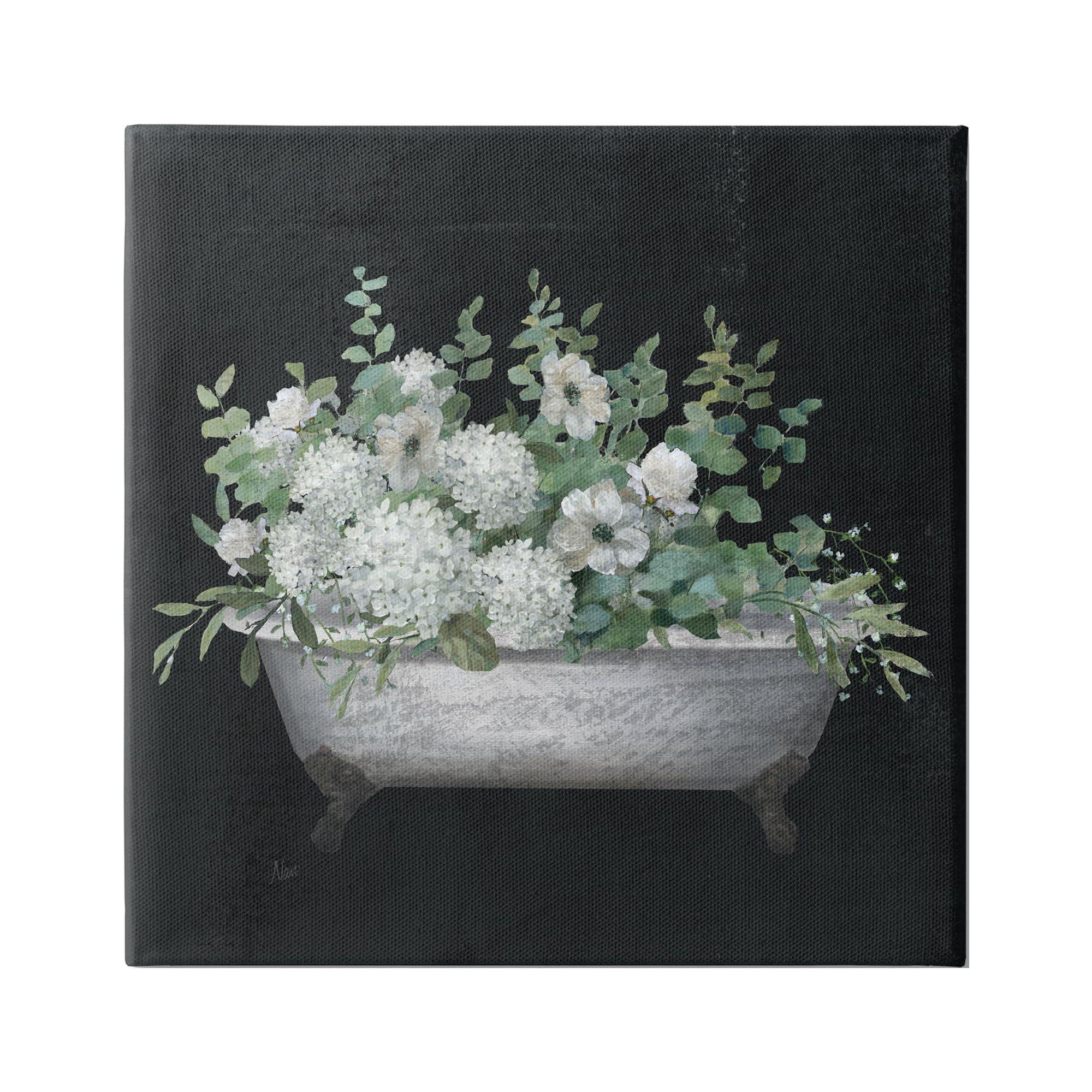 Stupell Industries " Vintage Clawed Bathtub Botanical White Flower Bouquet " by Nan