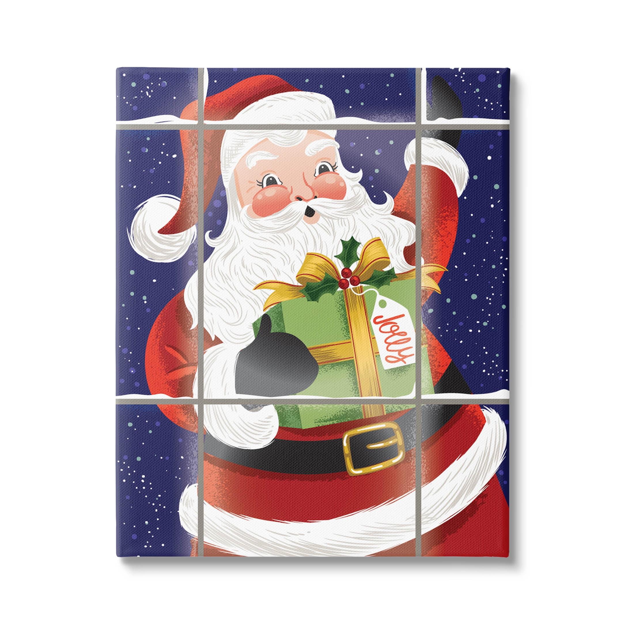 Stupell Industries Vintage Jolly Santa Window Graphic Art Gallery Wrapped Canvas Print Wall Art, Design by Arrolynn Weiderhold