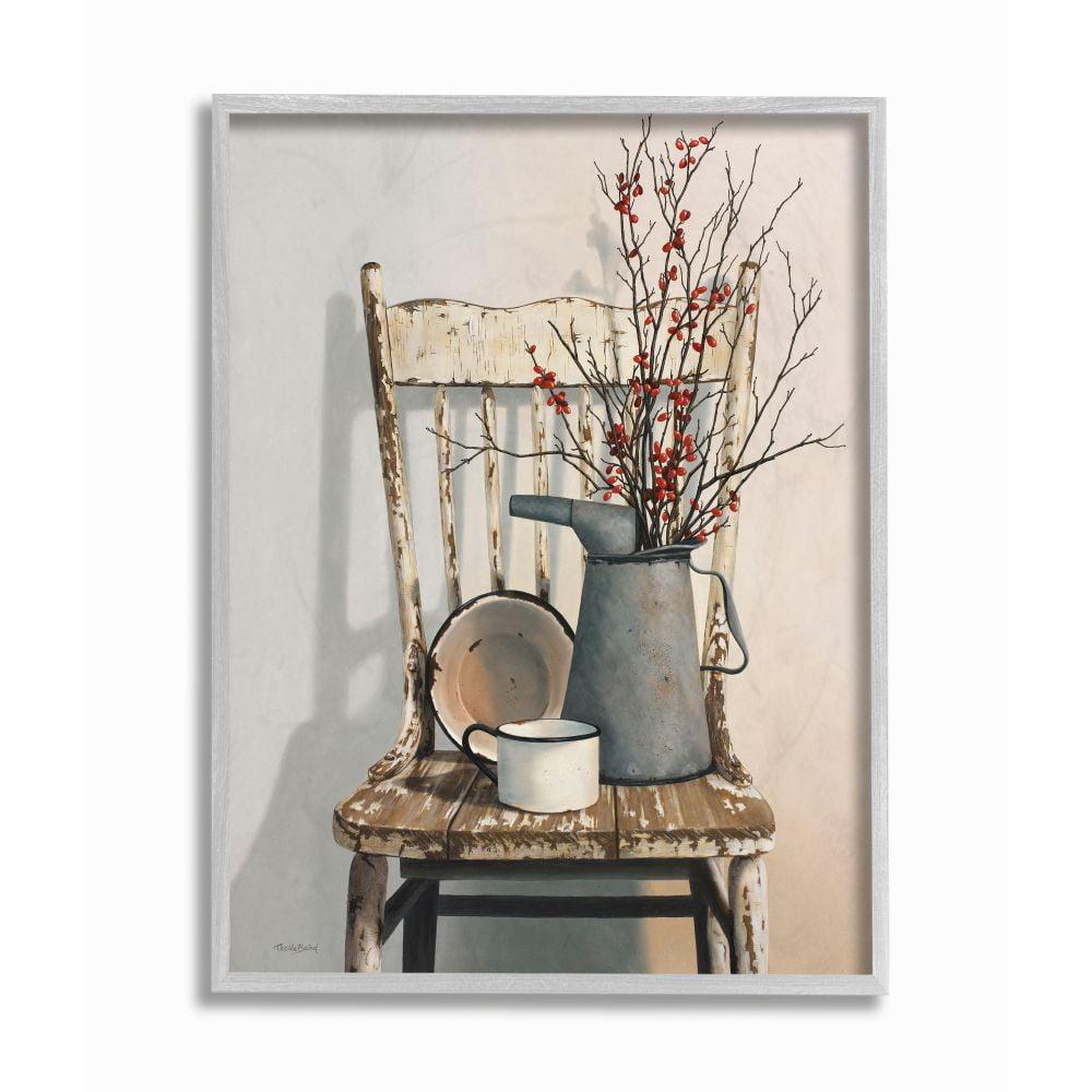 Stupell Industries Vintage Rustic Things Neutral Painting Gray Floater Framed Canvas Wall Art, 16 x 20