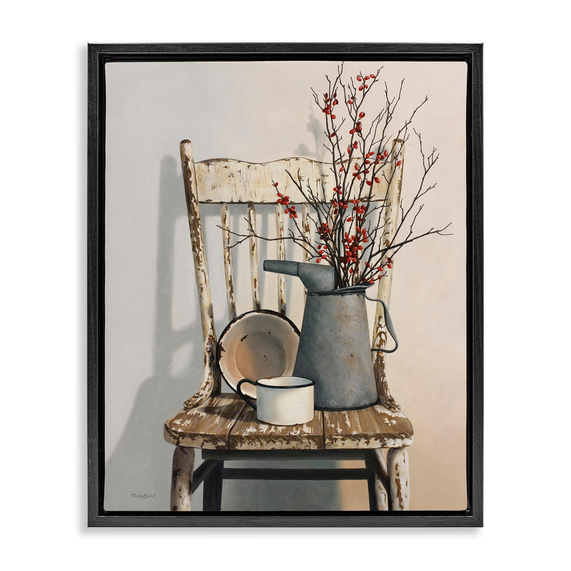 Stupell Industries Vintage Rustic Things Neutral Painting Black Floater Framed Canvas Wall Art, 24 x 30