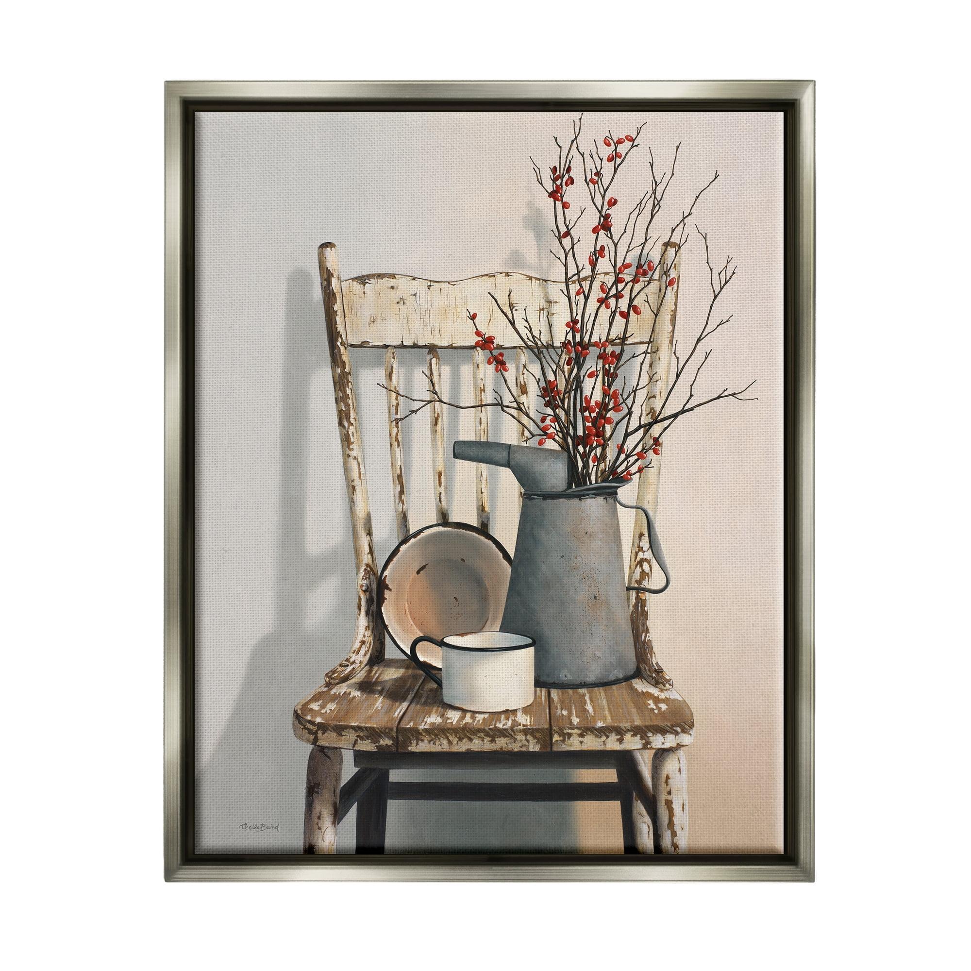 Stupell Industries Vintage Rustic Things Neutral Painting Gray Floater Framed Canvas Wall Art, 16 x 20