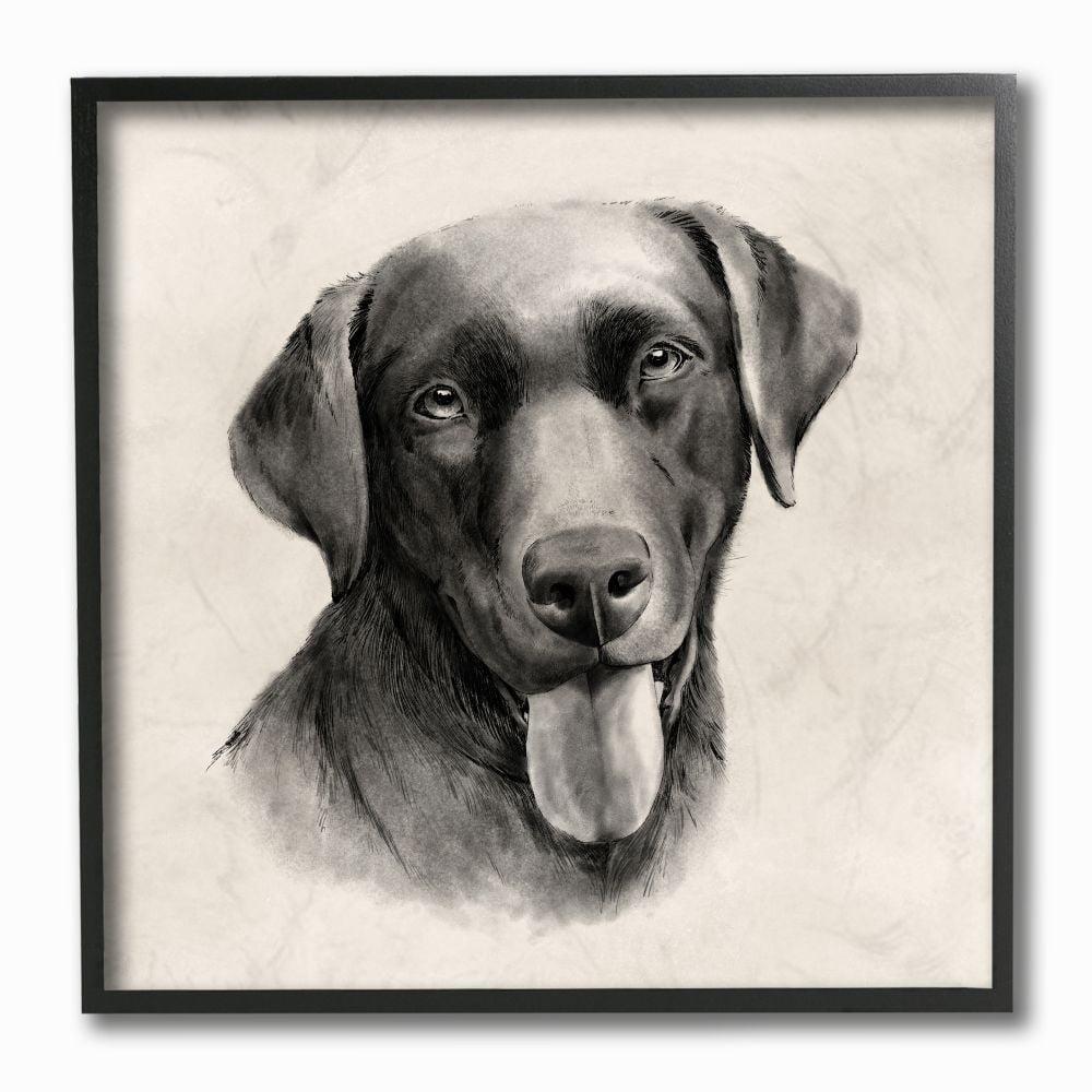 Stupell Industries Vintage Sepia Tone Black Labrador Dog Portrait Designed by Grace Popp