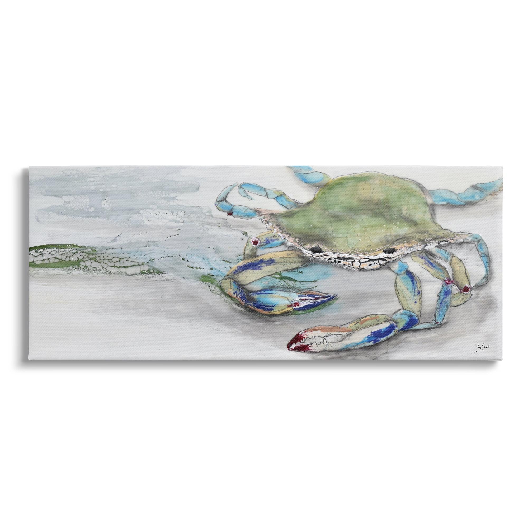 Stupell Industries Vivid Crab Beach Shoreline Nautical Landscape Scene Painting Gallery Wrapped Canvas Print Wall Art, Design by Stacy Gresell