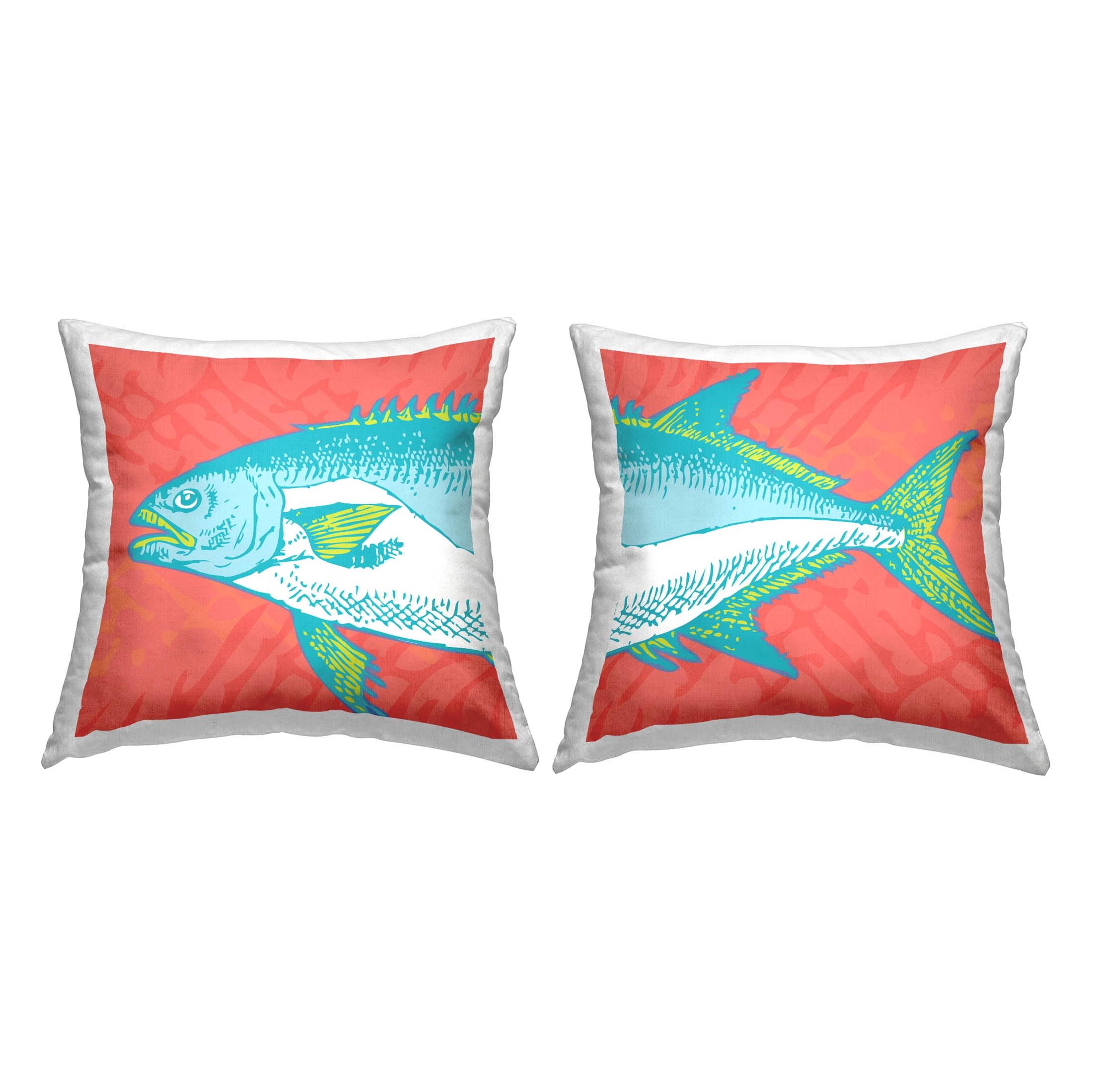 Vivid Tuna Aquatic Fish Design Square Throw Pillows Set