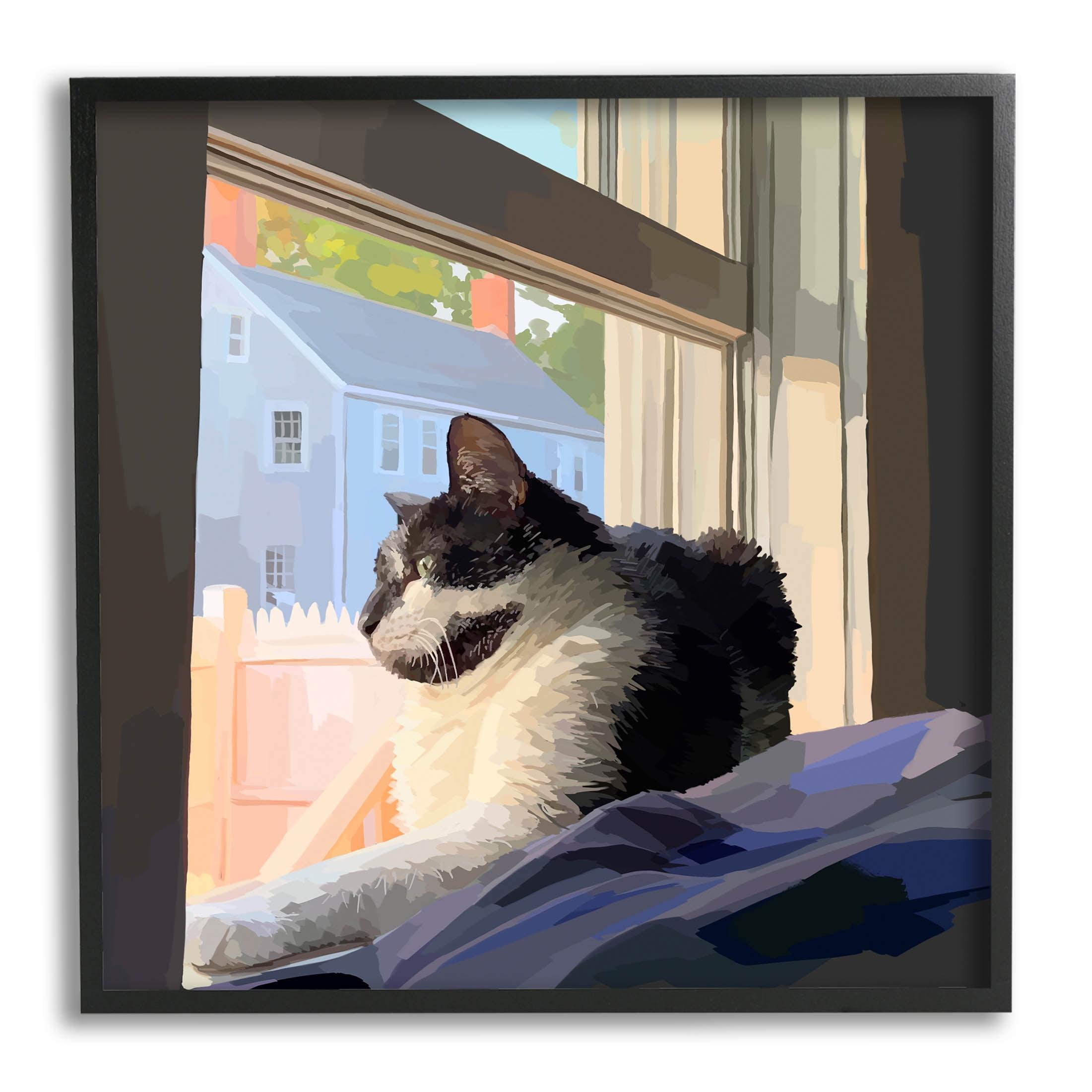 " Warm Sunlit Cat Neighborhood Windowsill " by Emily Kalina Painting Print