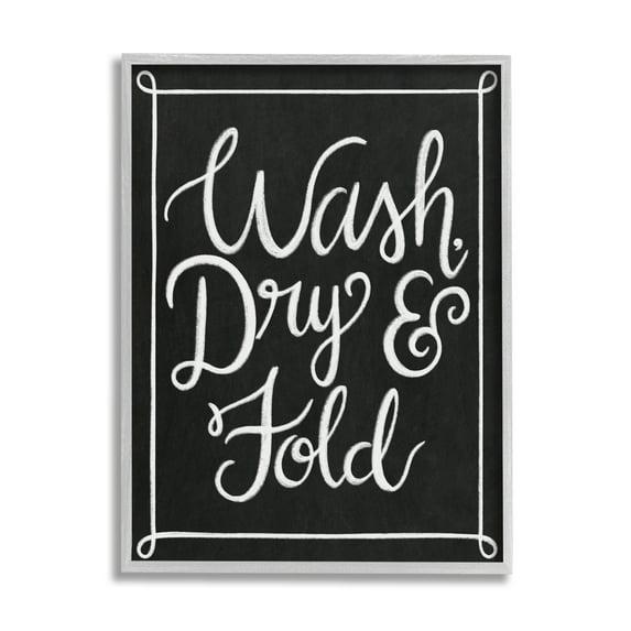 Stupell Industries " Wash Dry And Fold Curved Loop Border Black White "