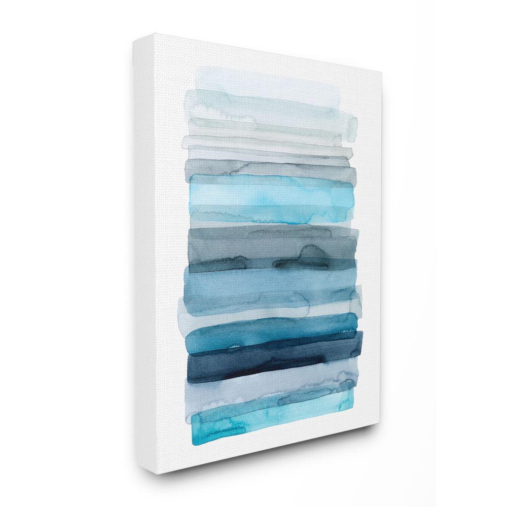 Water Inspired Blue and Grey Abstract Canvas Wall Art, 16" x 20"