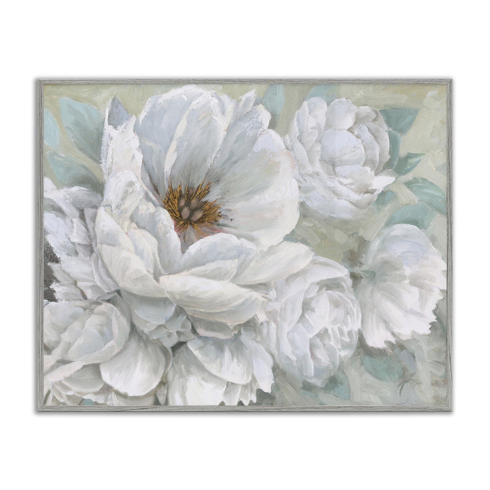 Stupell Industries White Beauty Bouquet Botanical & Floral Painting Gray Framed Art Print Wall Art, 20 x 16