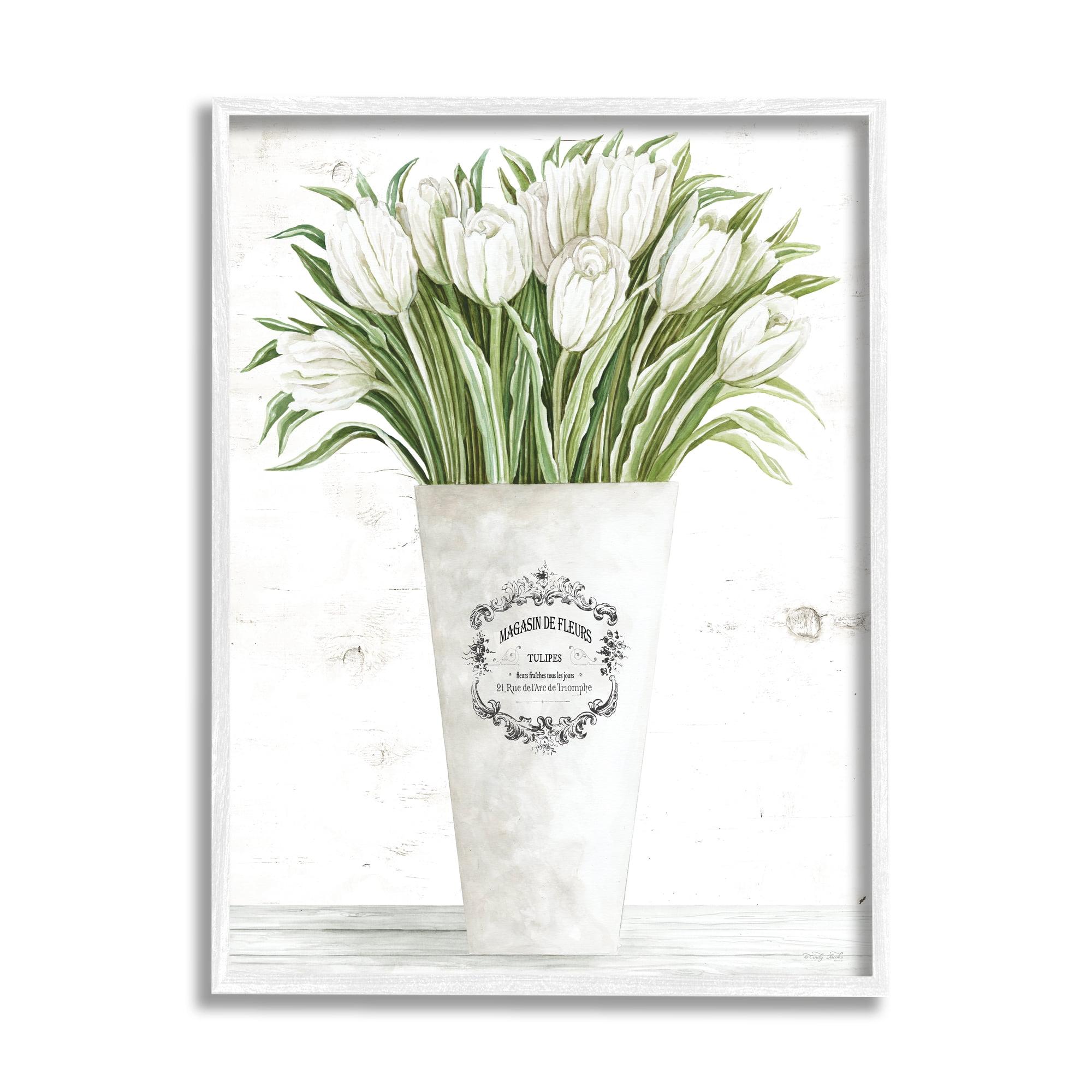 Stupell Industries Tulip Bouquet in Parisian Vase Floral Arrangement by Cindy Jacobs - Graphic Art Print