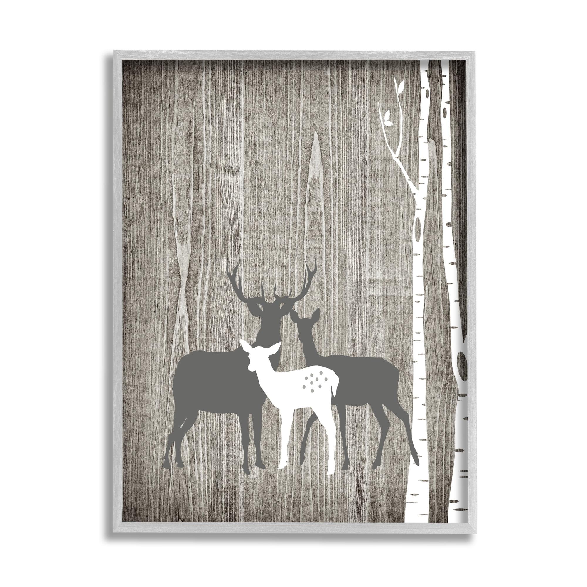 " Woodland Deer Family Trio Rustic Birch Trees " by Ashley Calhoun