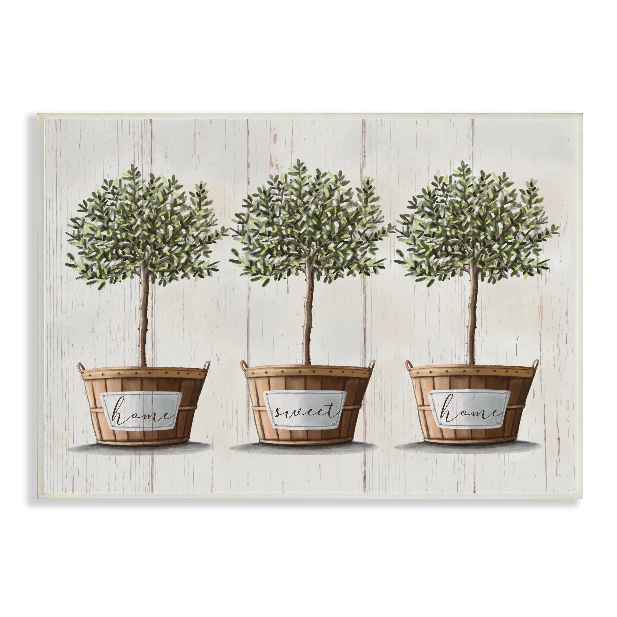 Stupell Industries Young Fruit Trees Charming Baskets Home Sweet Home, 10 x 15, Designed by Elizabeth Tyndall