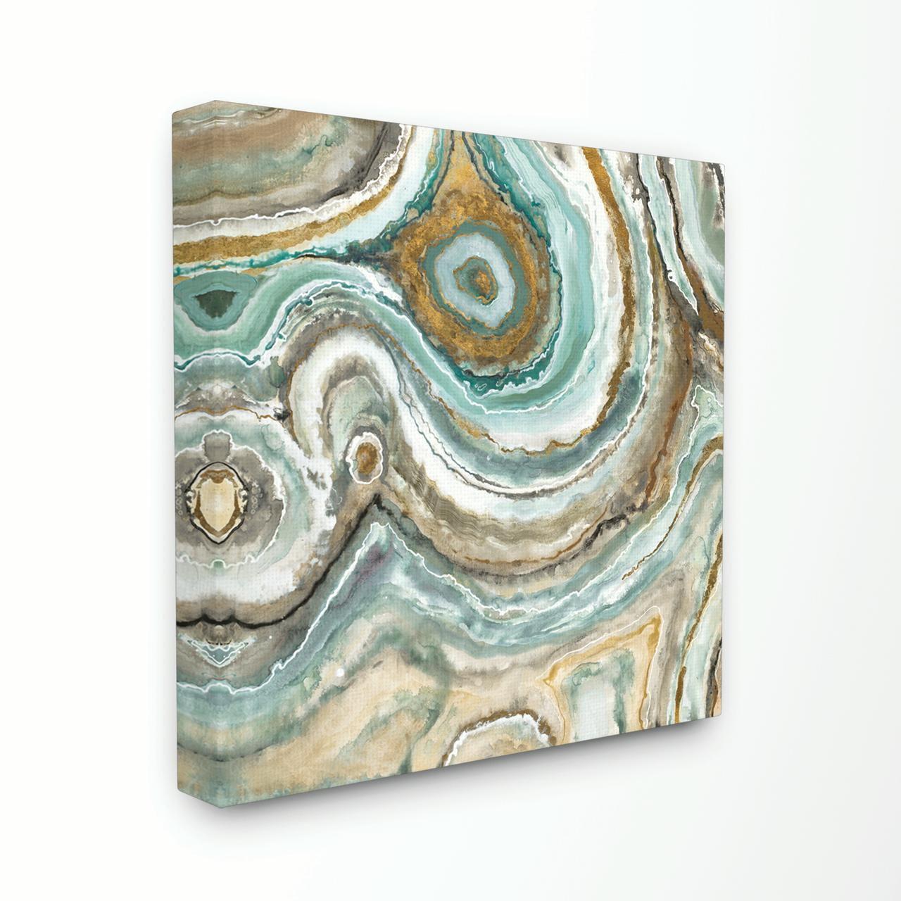 Aqua Geode Abstract Canvas Framed Wall Art, 18 x 18