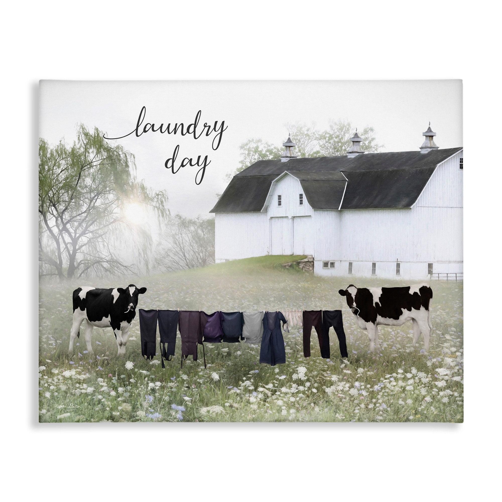 " Laundry Day Rural Cows Meadow " by Lori Deiter