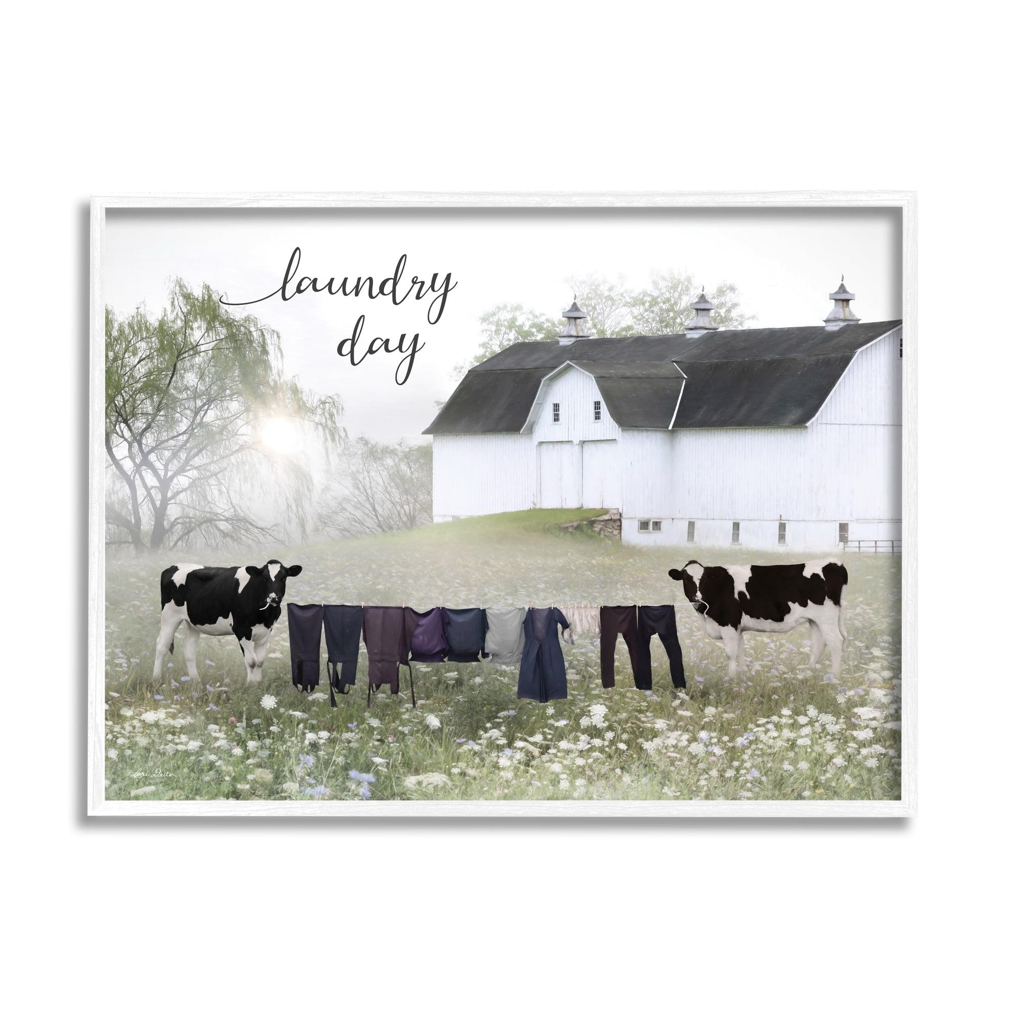 Stupell Industries " Laundry Day Rural Cows Meadow " by Lori Deiter