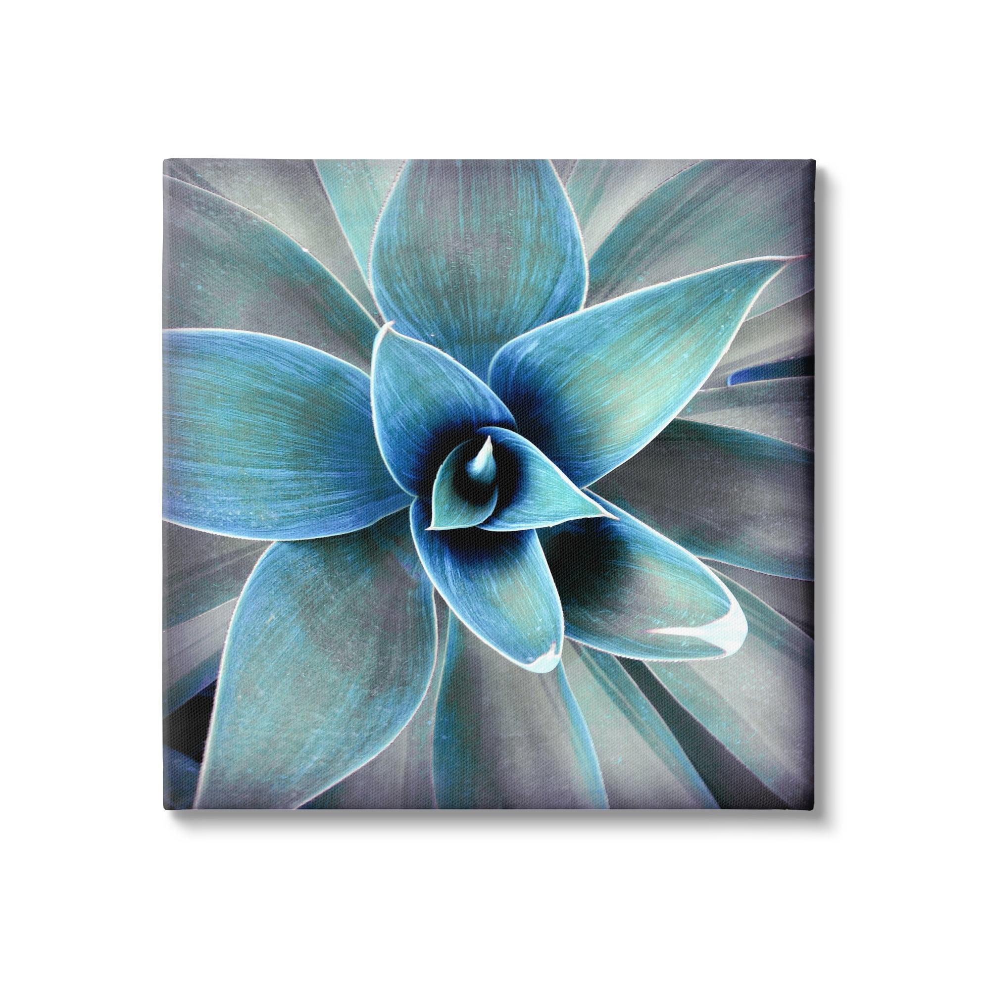 Modern Blue Botanical Plant Canvas Print Wall Art 17 x 17