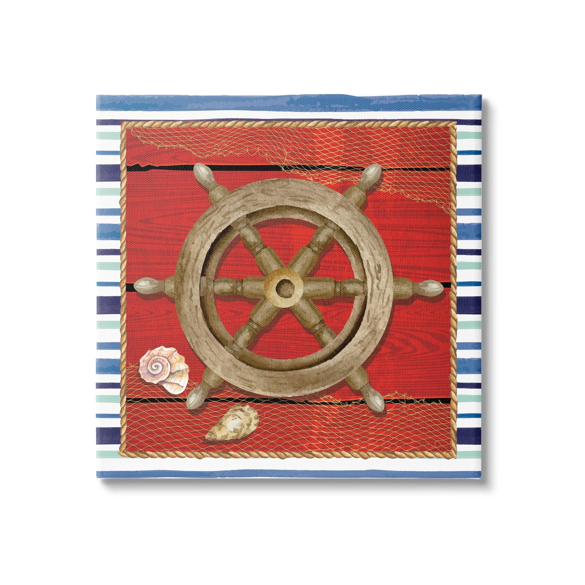 " Nautical Boat Helm Striped Maritime " by ND Art