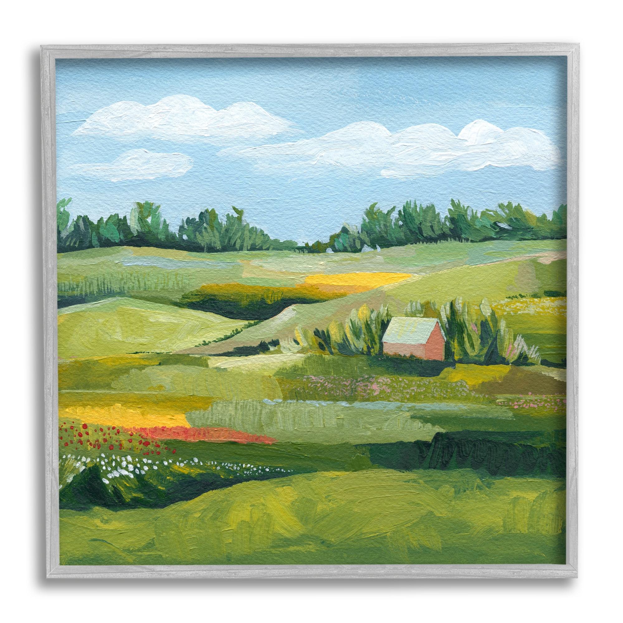 Peaceful Farmland Fields Greenery Landscape Canvas Print