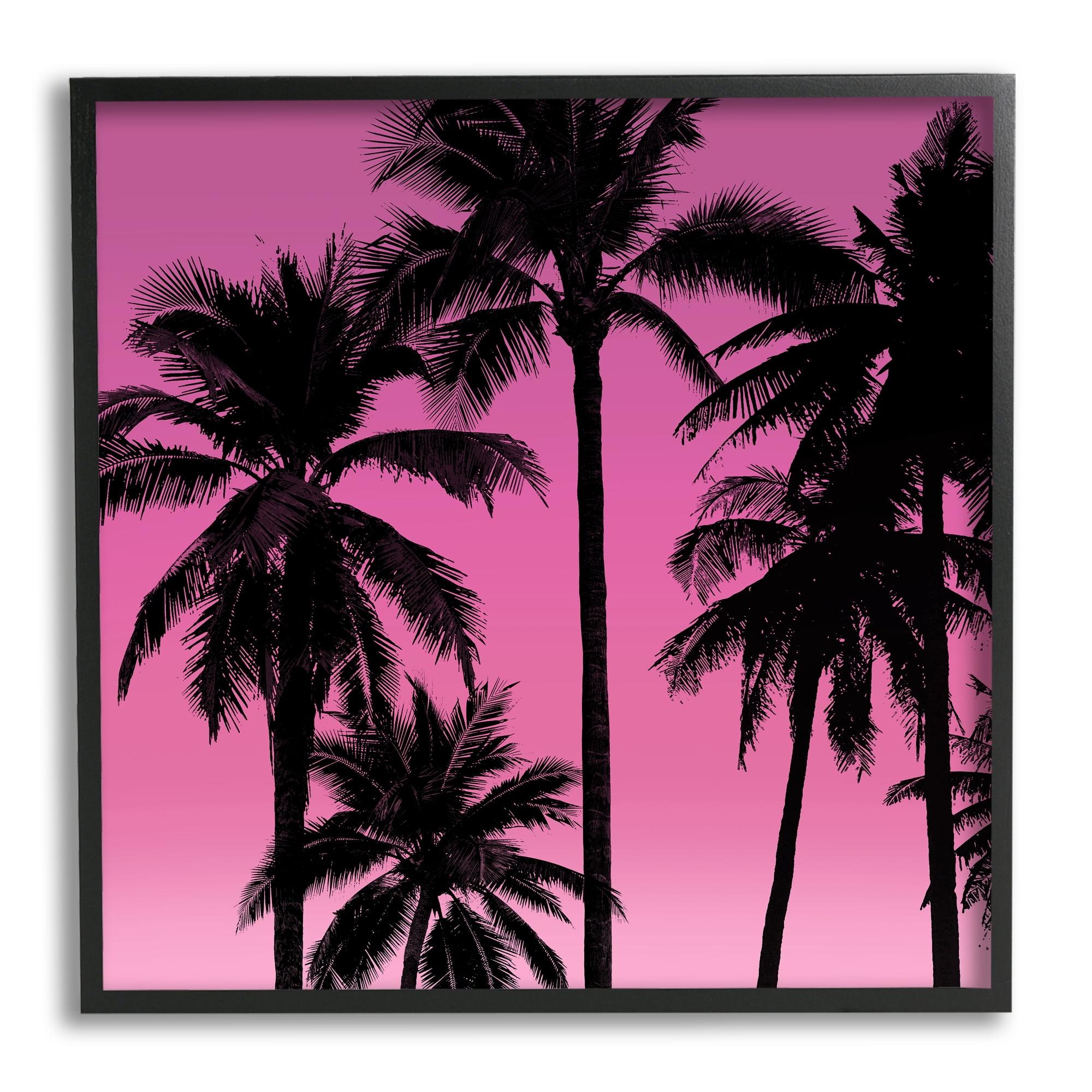 Stupell Industries Pink Tropical Sunset Palm Trees by Mia Jensen - Floater Frame Photograph on Wood | Wayfair
